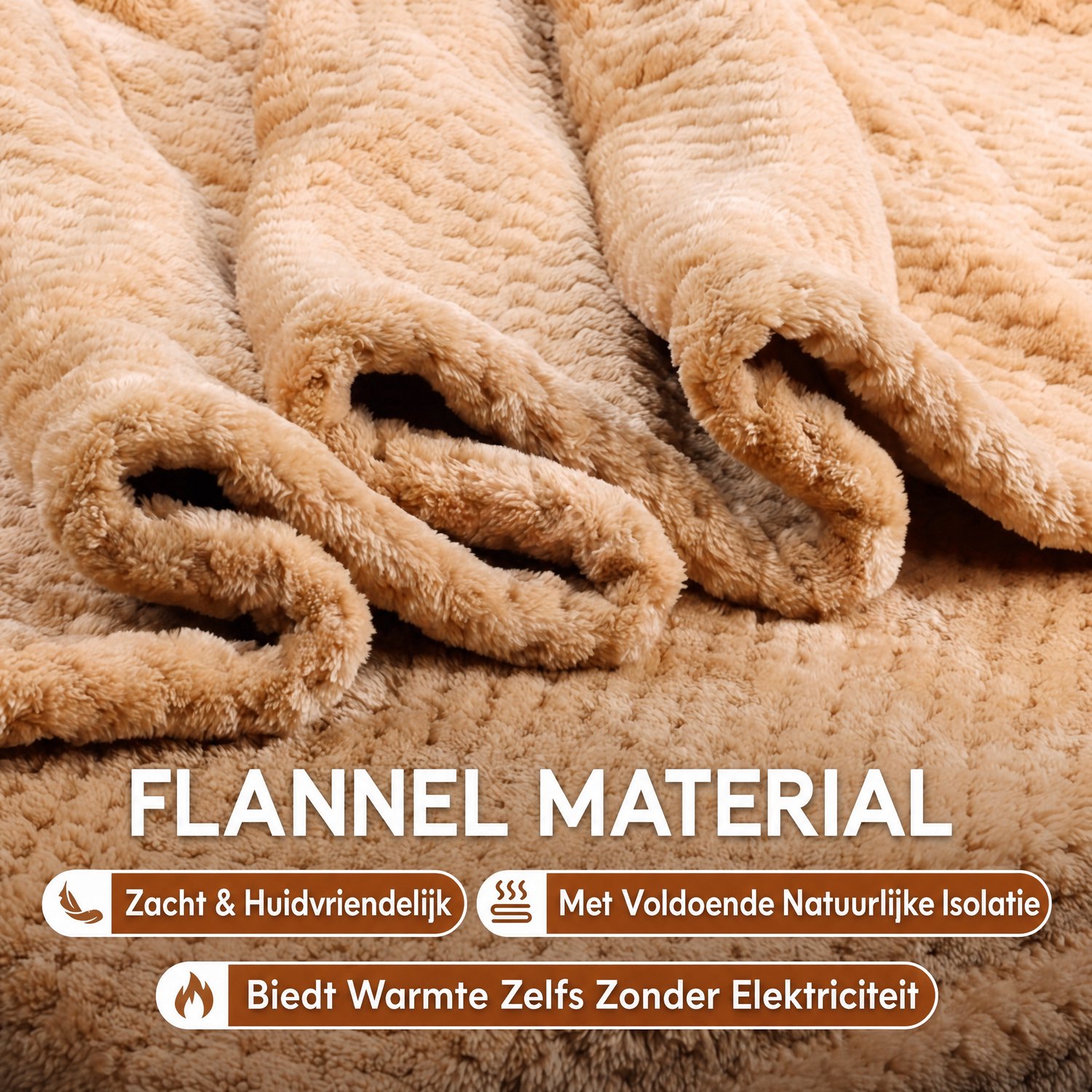 Lopoleis® Elektrische Deken XXL 180x150 cm – Verwarmingsdeken – Infrarood Warmtedeken – Omslagdeken – Flanel & sherpa – 150W – Bruin thumbnail 4