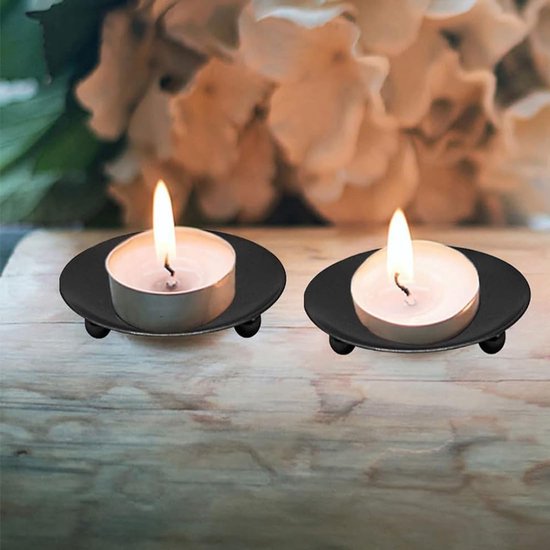 Set van 2 Zwarte Metalen Kaarsenstandaards - Stijlvolle Tafeldecoratie — cadeau in Wonen & Interieur - foto 2
