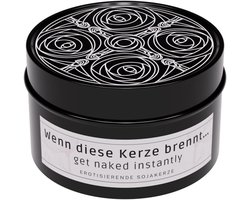 Geurkaars met grappige tekst: "Wanneer deze kaars brandt... ga naakt!"