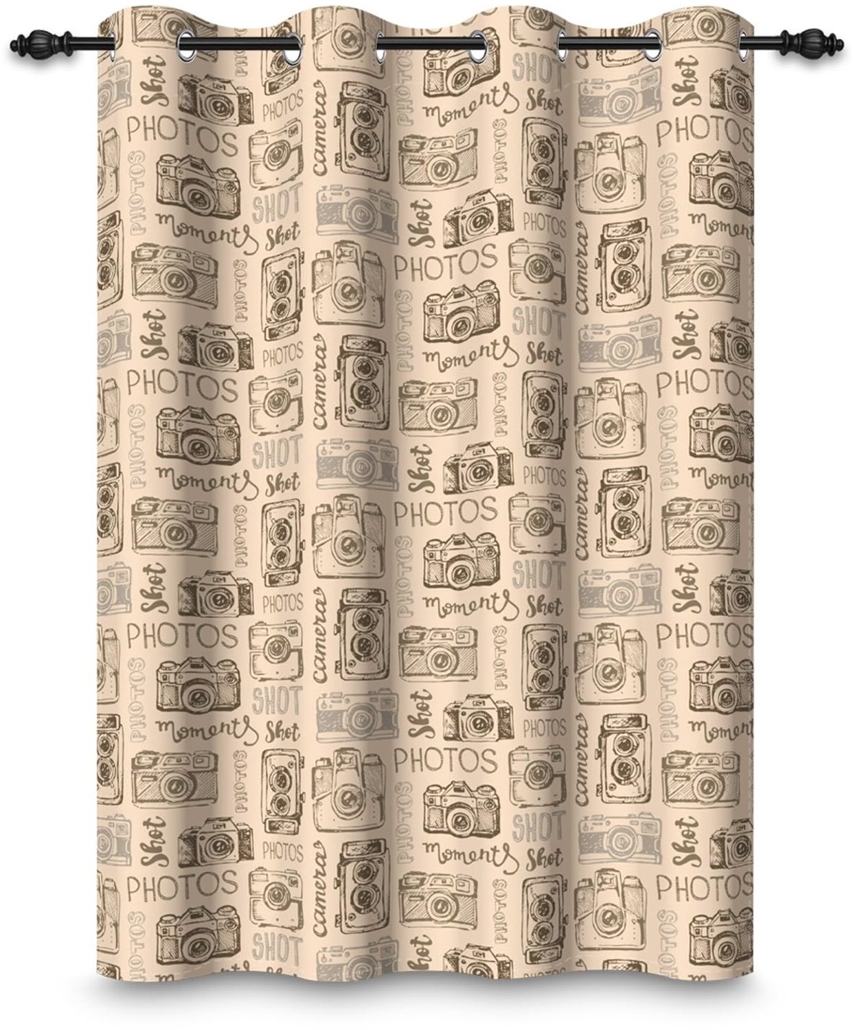 Verduisterend Gordijn met Vintage Camera Print - 135 x 175 cm