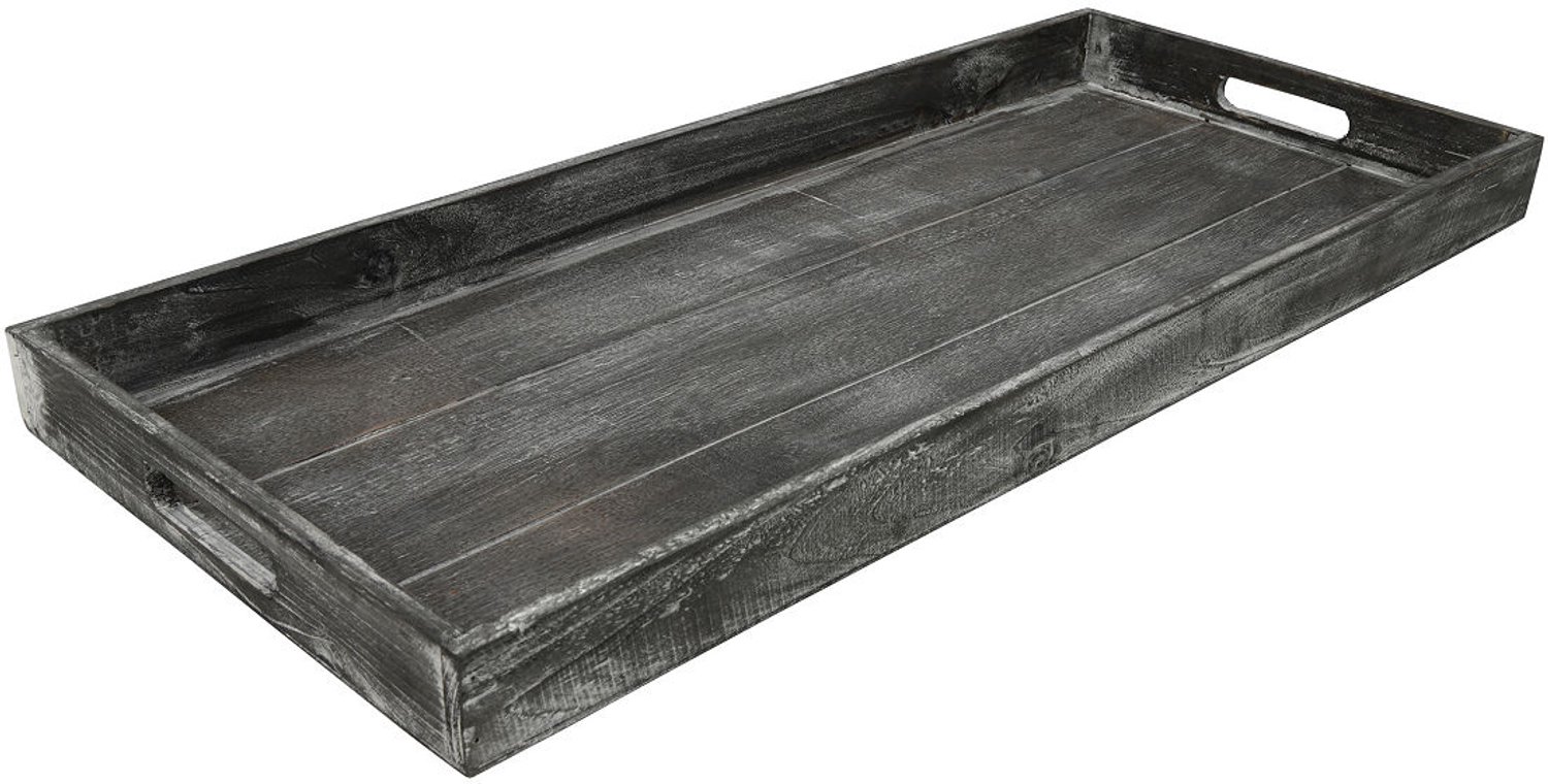 Countryfield dienblad houten serveerblad grijs 30x70cm decoratie.