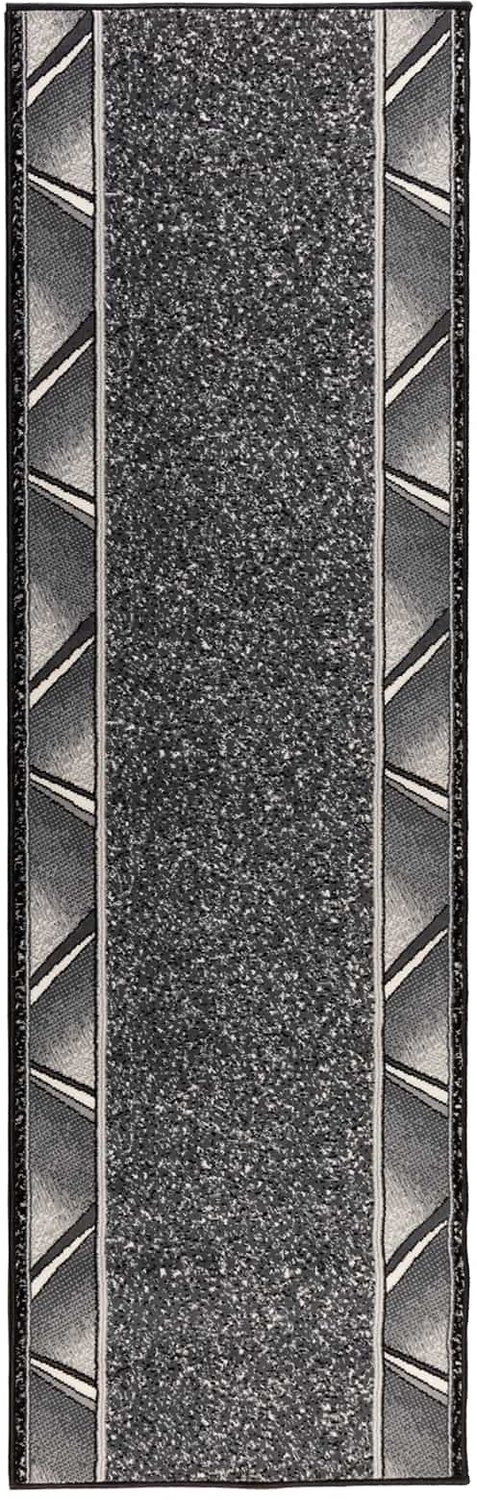 vidaXL Lopers - Tapijt - FLORNES - Geweven - Grijs - Zigzag - 67 - x - 450 - cm - PP - 7 - mm