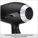 Zwarte BaByliss föhn met zilveren verwijderbare filter aan de achterzijde voor eenvoudig onderhoud.