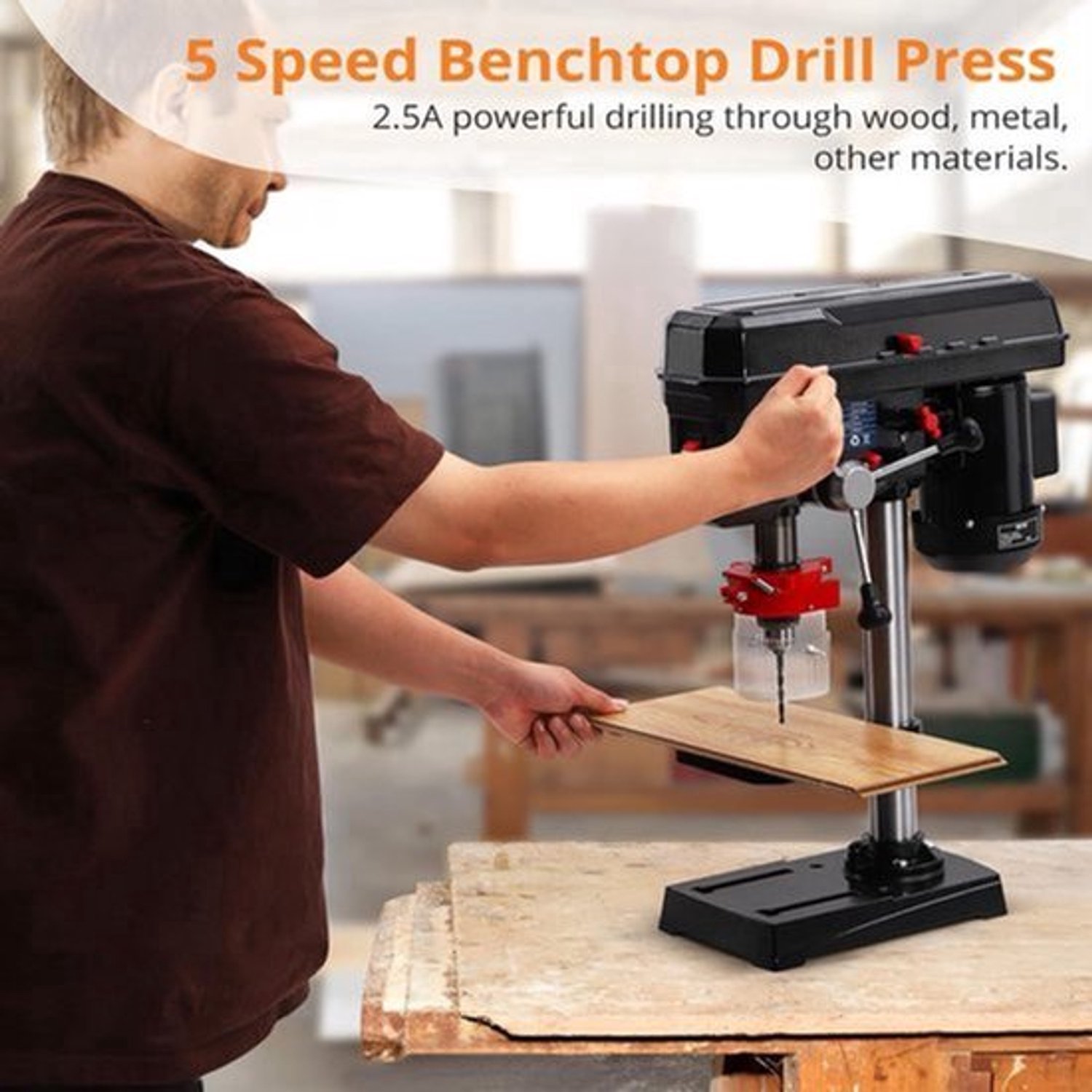 Tafelboormachine 5 Snelheden Instelbaar - 3100 RPM Vermogen - 8 Inch Werktafel - Elektrisch - Precisie Boren