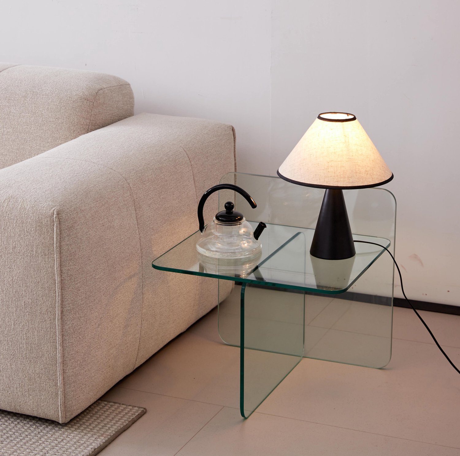 CHICFURN Bijzettafel - Gehard glas - Vaste constructie - Transparant