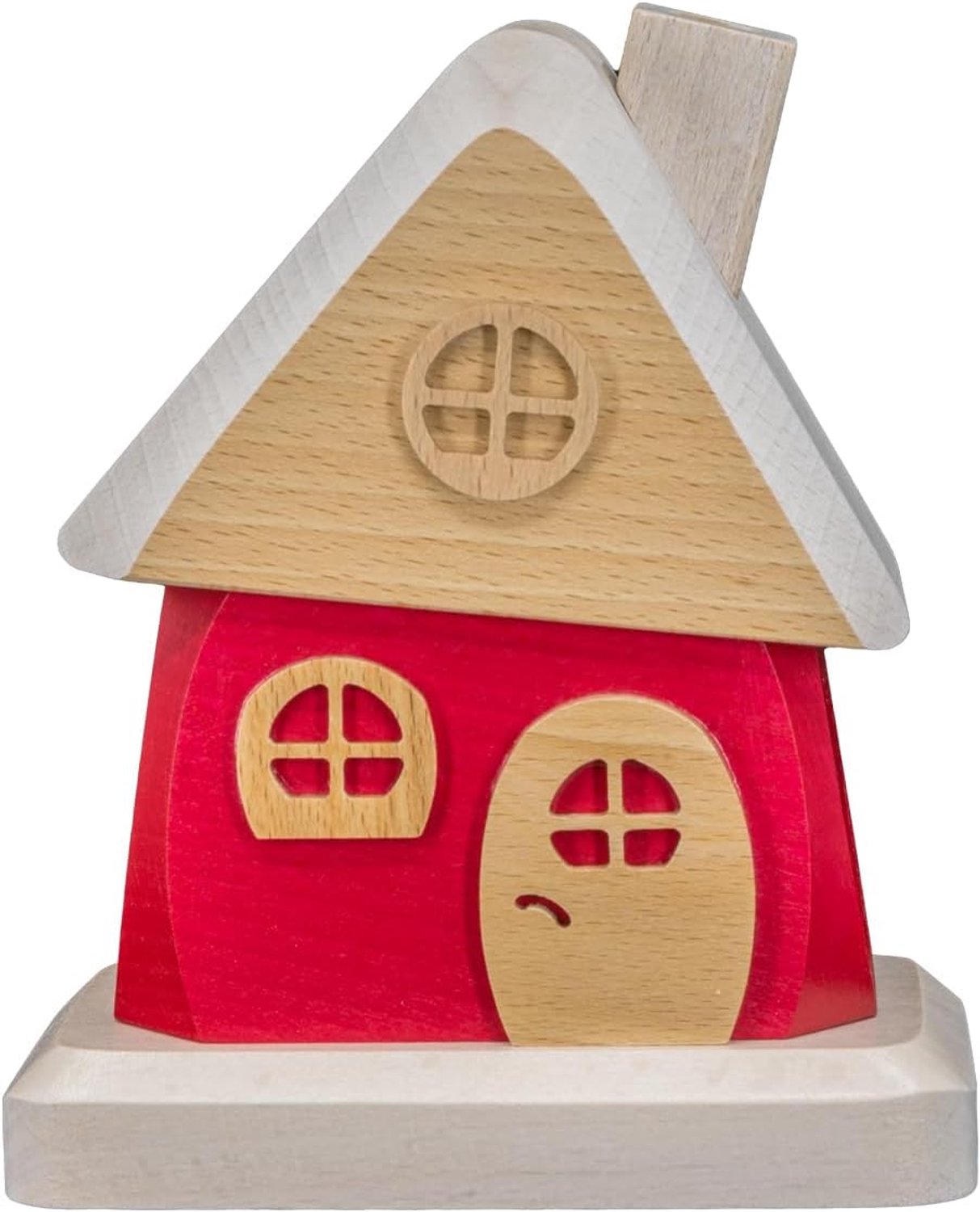 Houten Rookhuis, Rood, 15cm - Sfeervol Kerstdecoratie