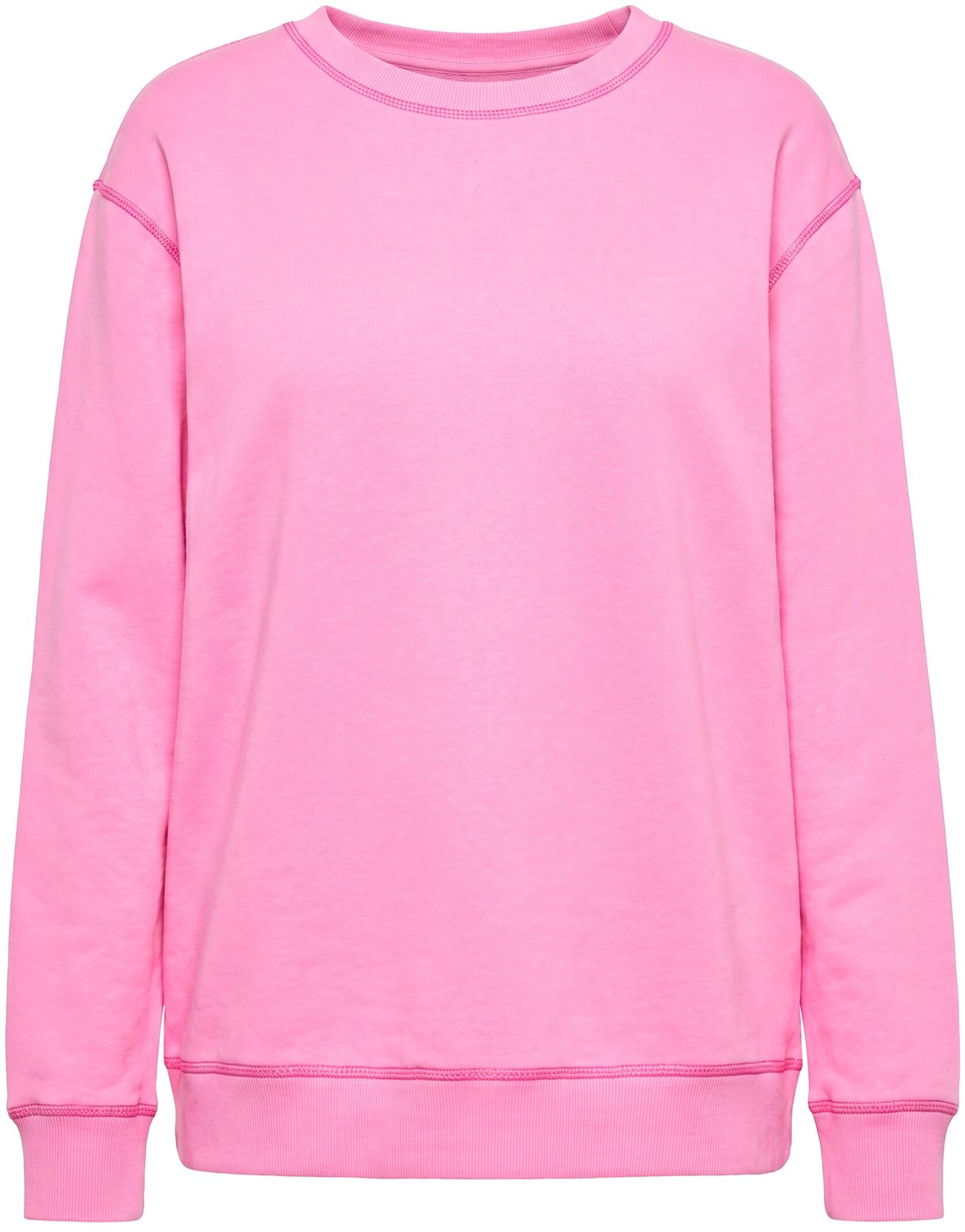 Ulla Popken - Dames - Sweatshirt siernaden oversized ronde hals lange mouwen - Roze - Maat 54+