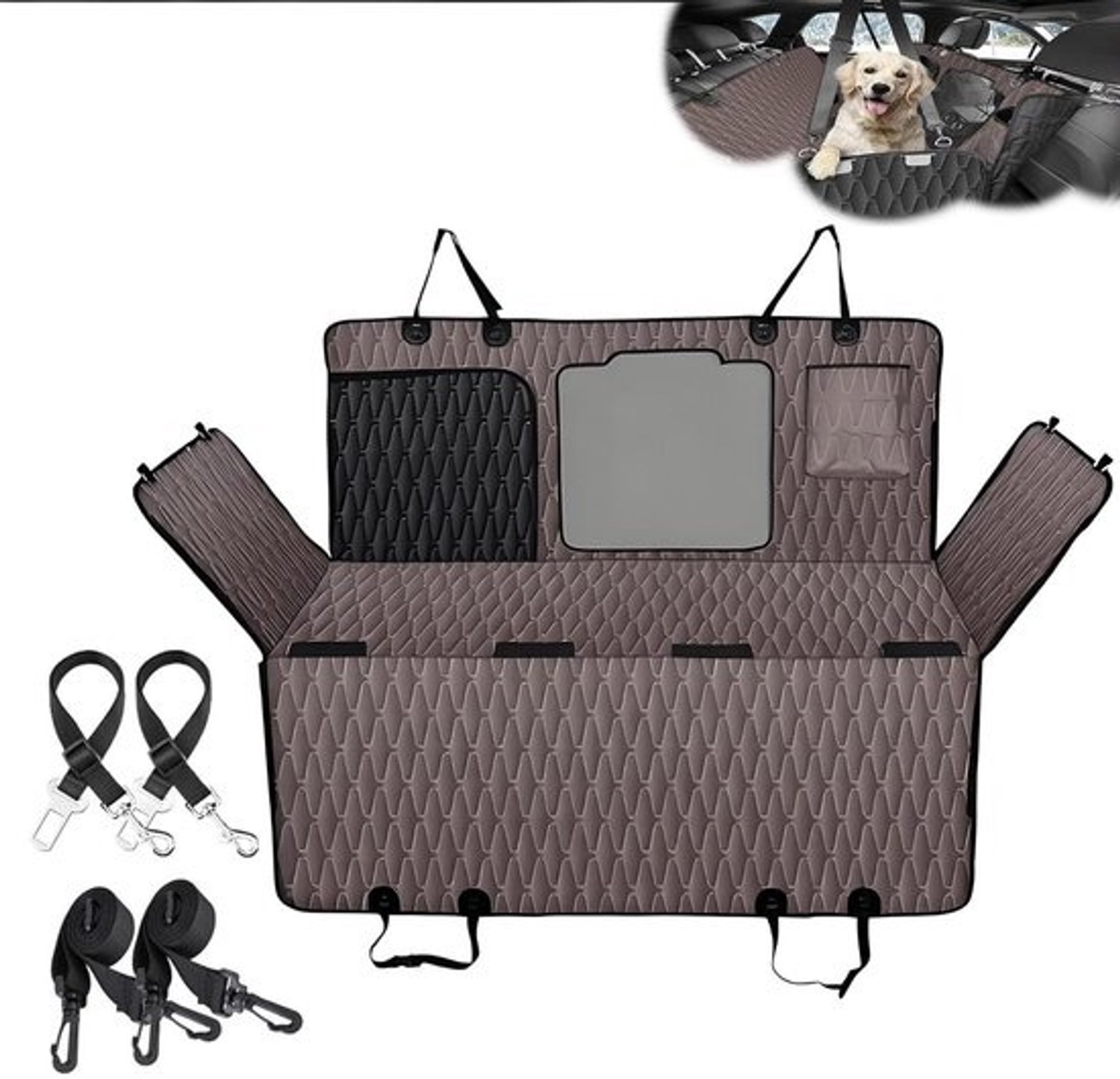 Hondendeken voor auto - Beschermhoes voor huisdier - Reizen met hond - Harde bodem - 45 x 63 cm - Zwart