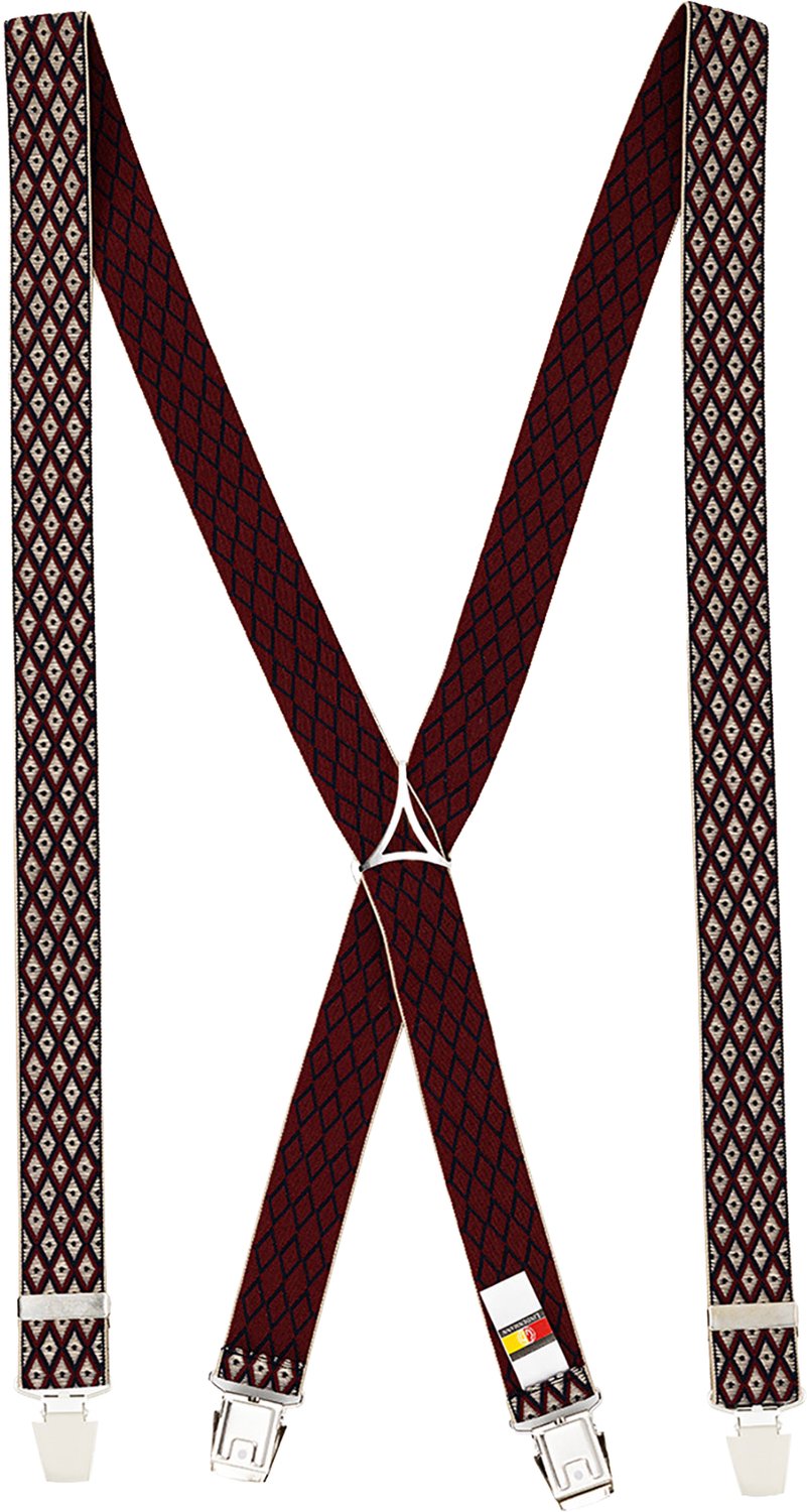 LINDENMANN heren bretels met extra sterke clips X-vorm - rood dessin
