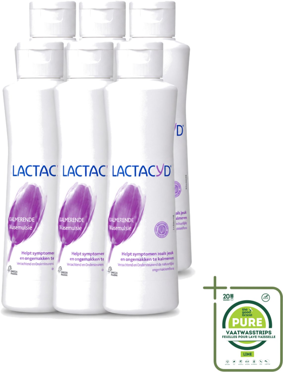 6 x Lactacyd – Kalmerend – Verzachtend – 250 ml - Grootverpakking - Intieme Verzorging - Jeuk - Roodheid - Irritatie - Kalmerende Wasemulsie
