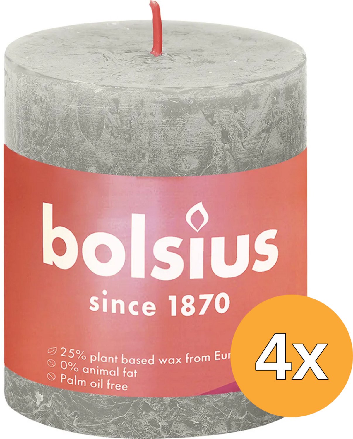 Bolsius Stompkaarsen Shine 4 st rustiek 80x68 mm zandgrijs