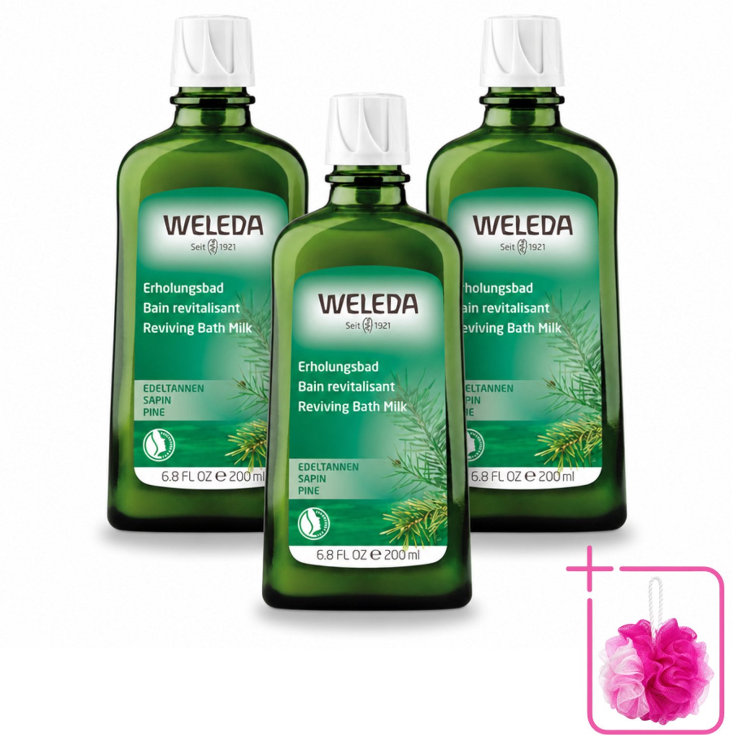 3 x WELEDA - Verkwikkingsbadmelk - Zilverspar - 200 ml - Bulkverpakking - Badmelk - Douchemop - Ontspanning