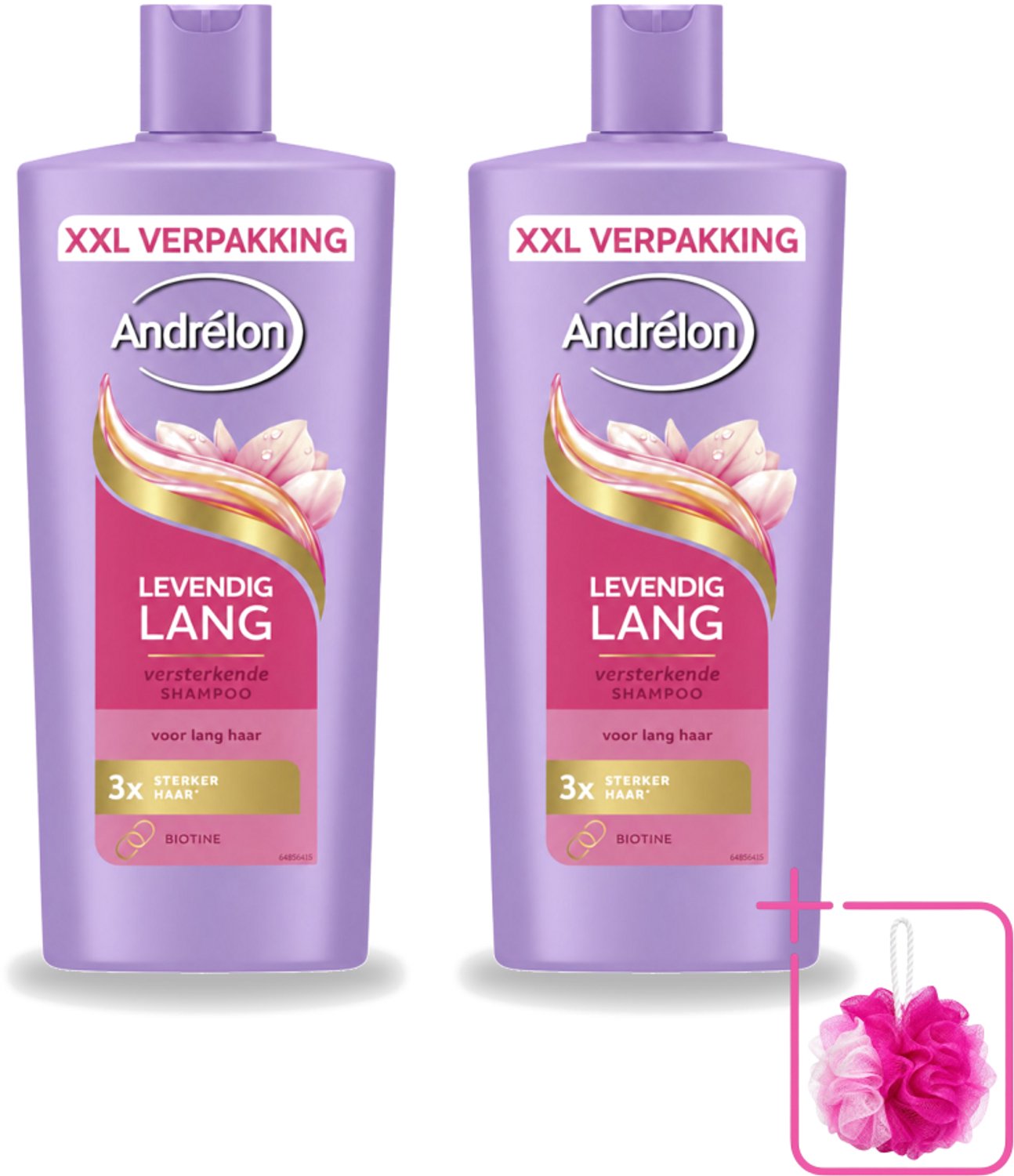 2 x Andrélon – Shampoo – Levendig Lang – 685 ml - Bulkverpakking - Lang haar verzorging - Douchemop - Biotine shampoo