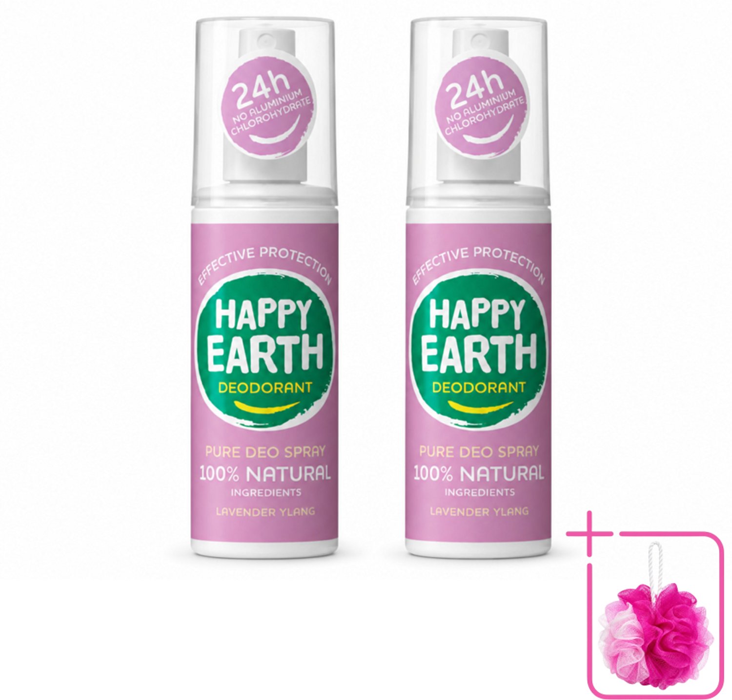 2 x Happy Earth – Deodorant Spray – 100% Natuurlijk Lavender Ylang – 100 ml - Bulkverpakking - Deodorant spray - Douchemop - Natuurlijke deodorant
