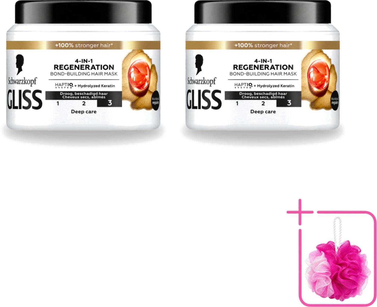 2 x Gliss - Haarmasker - 4in-1 Hair Mask - Voor Diep Herstel - 400 ml - Bulkverpakking - Haarmasker - Douchemop - Haarherstel
