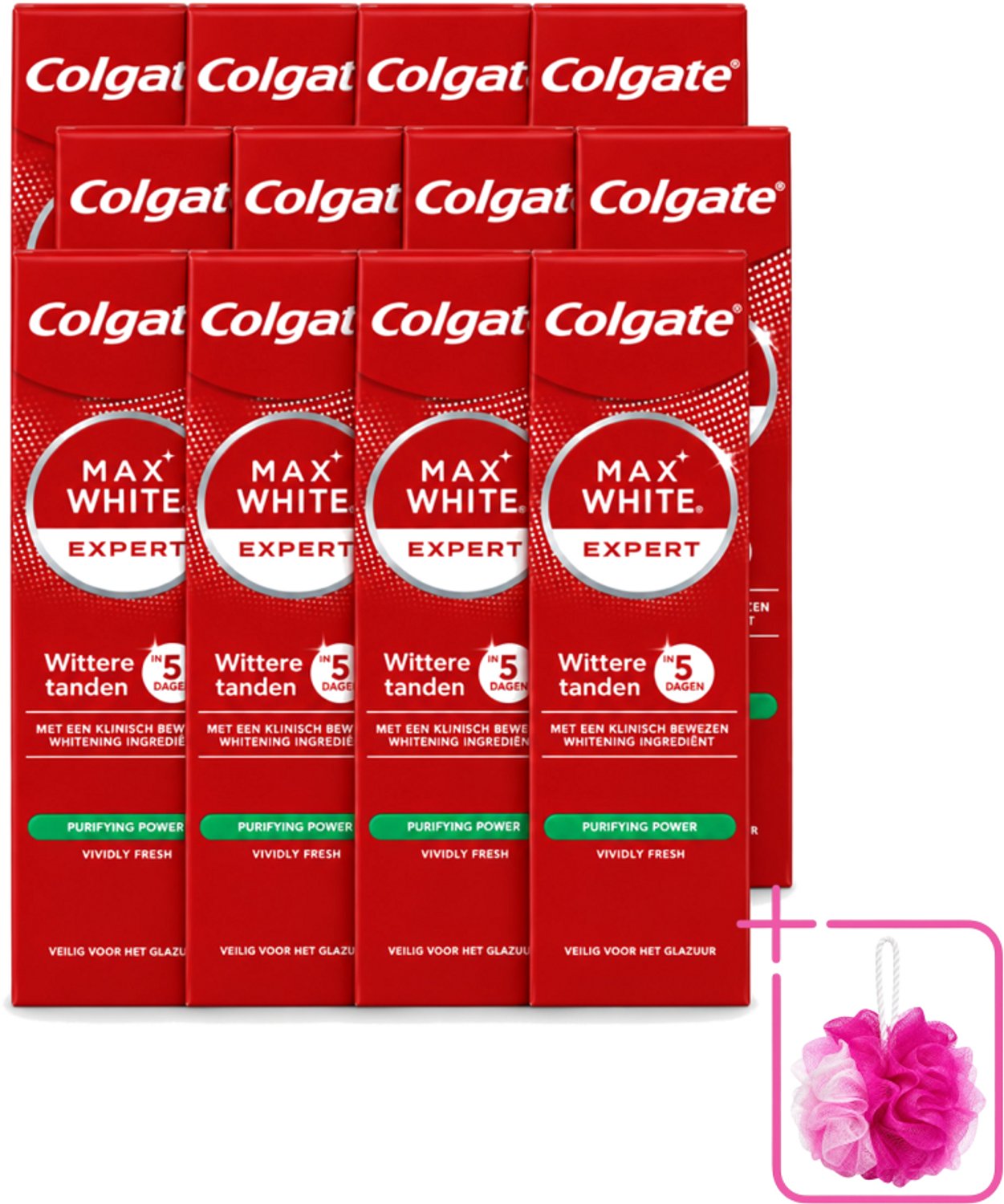 12 x Colgate – Max White Expert Purifying Power – Tandpasta – 75 ml - Bulkverpakking - Tandpasta - Douchemop - Witte tanden