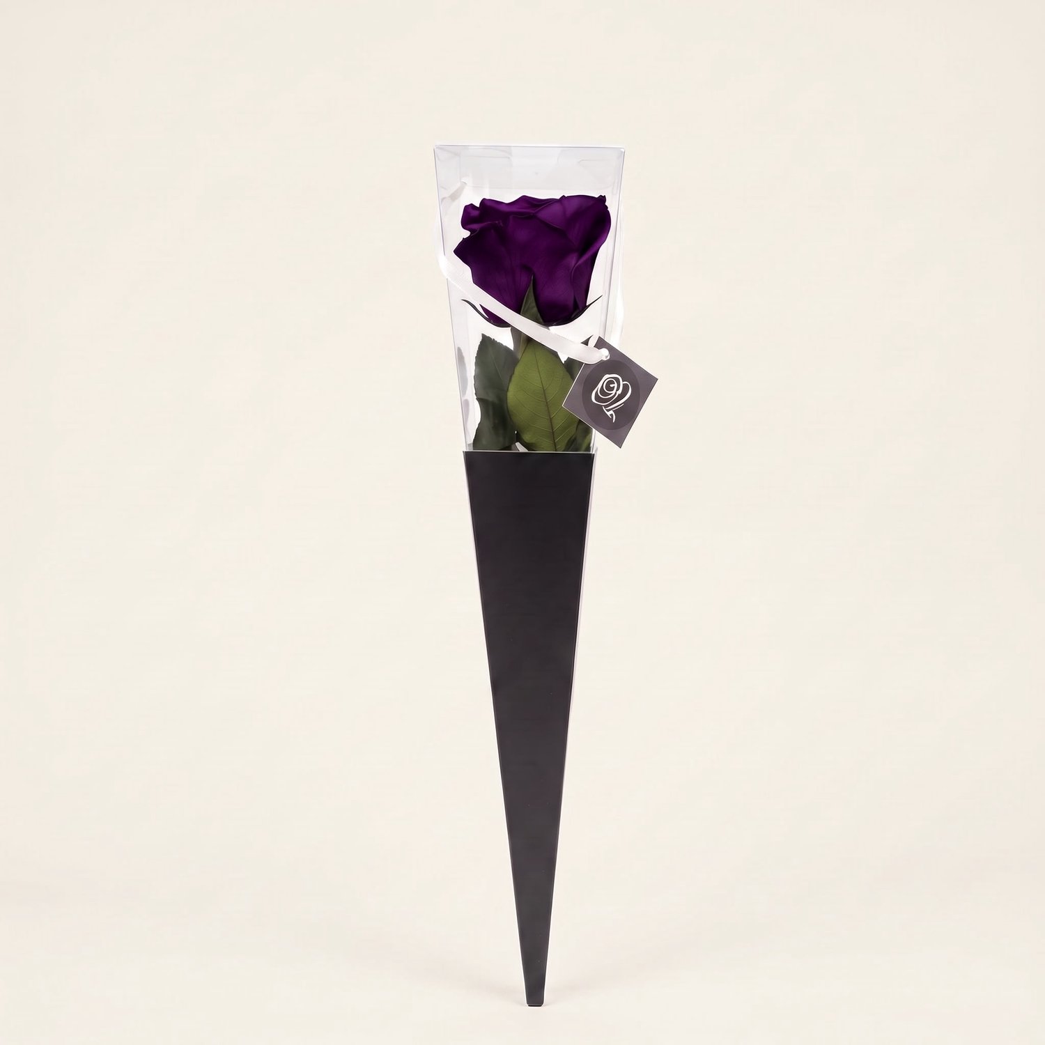 Charle Roses Icon - Echte houdbare roos met steel - 50 cm - Royal Purple donkerpaars - in cadeauverpakking