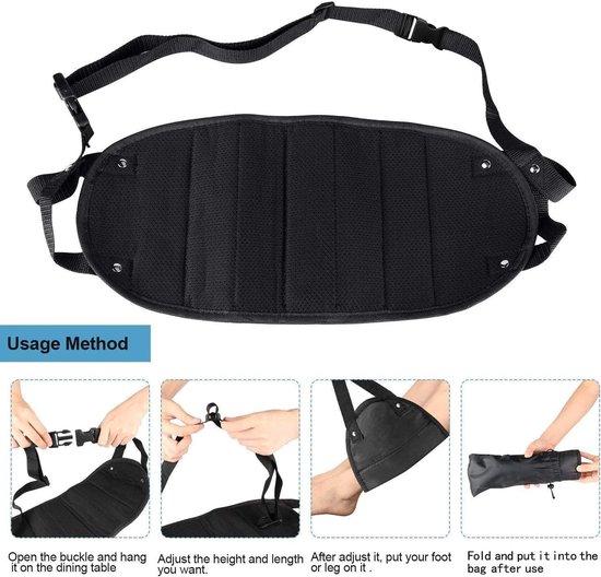Verstelbare Memory Foam Voetsteun voor Reizen, Comfortabele Voetsteun, Ideaal voor Thuis en Op Reis, Zwart — afbeelding 3