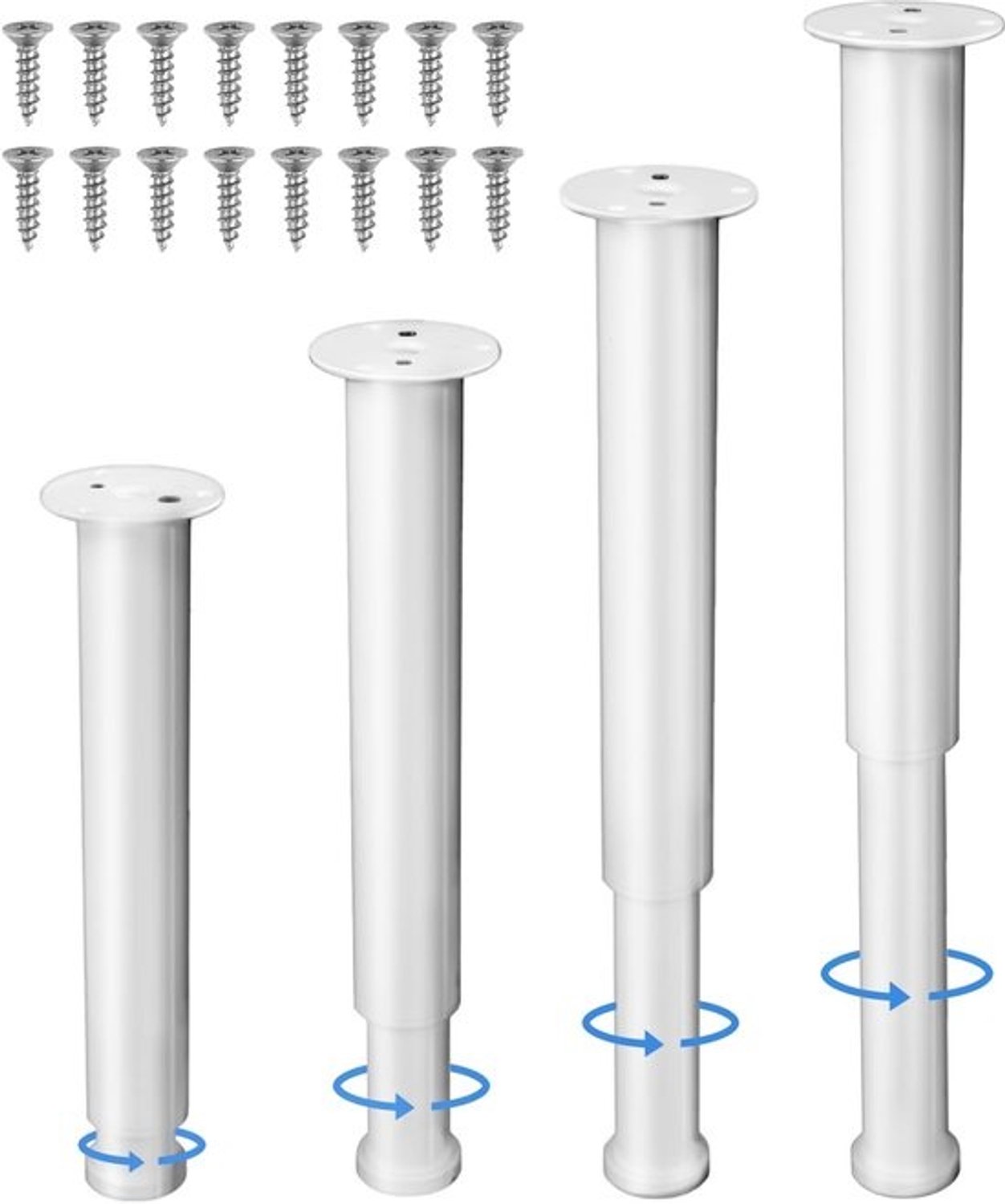 Verstelbare Meubelpoten - Kast- en tafelpoten - Meubels verplaatsen - Draagvermogen 240 kg per set - 25-42 cm - Wit