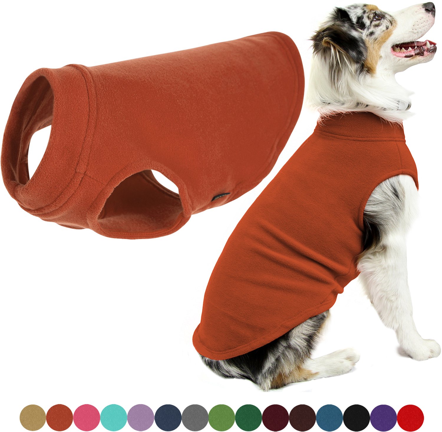 Gooby Stretch Fleece Vest Hondenjas - Warme hondentrui voor kleine honden - Pompoenoranje - 2X-Large