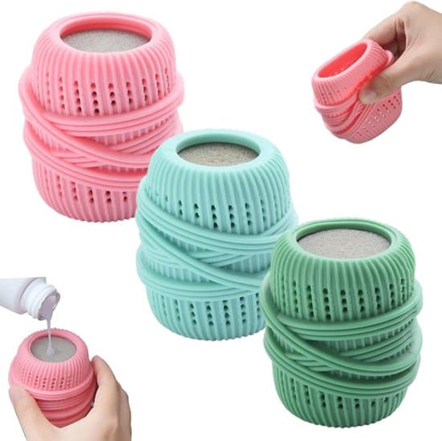siliconen wasballen - Anti-klit wasballen voor de wasmachine en textielverzorging - 7 * 4,5 cm - Meerkleurig