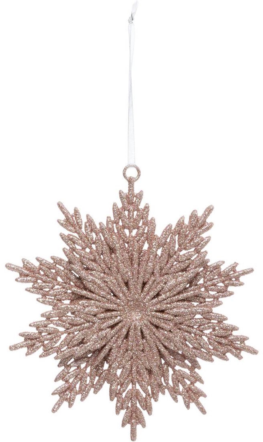 Feeric lights & Christmas Roze plastic kerstbloem met glitters, 12 cm Rose