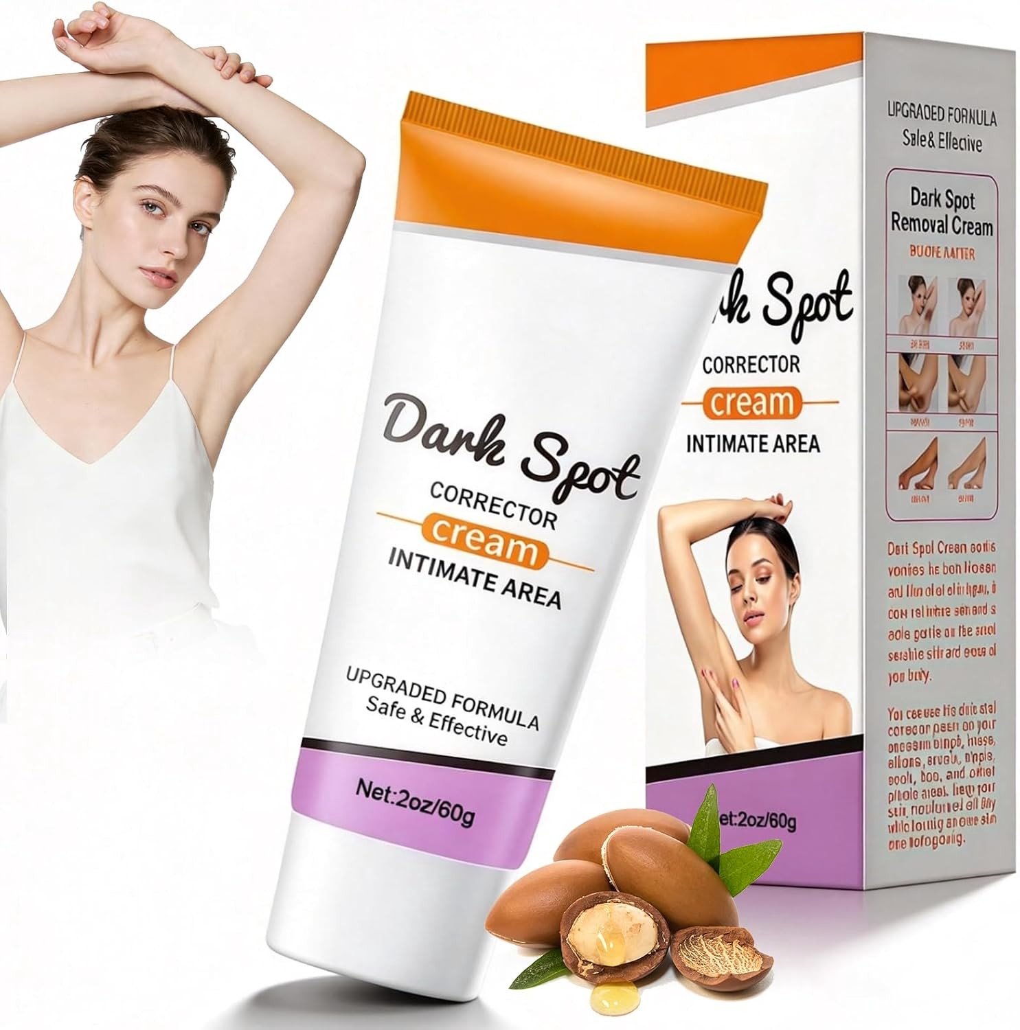 Whitening en Hydraterende Crème voor Onderarmen, Intieme Zones, Knieën, Ellebogen en Hals - Verhelderende Zorg voor Gevoelige Huid met Anti-Pigment en Melanine Effect