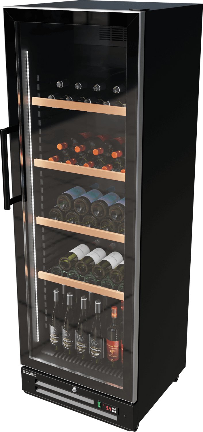 CUBO Wijnkoelkast 360L – Glasdeur – 5 Houten Legplanken – Zwart Interieur – CS-WF375 - Wijnkast – foto 4
