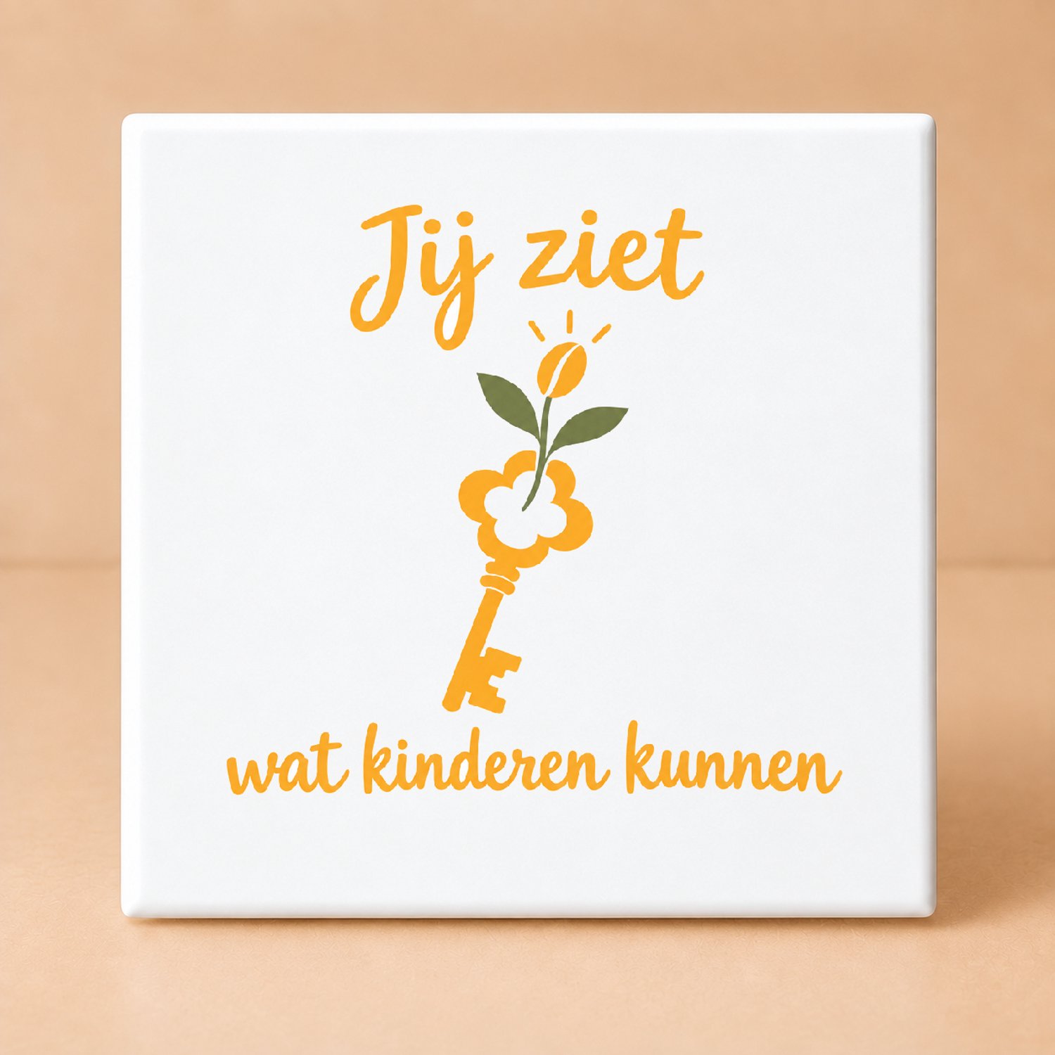 Bedruk King Minimalistische Meesterlijk Tegel – Scandinavisch Strak Wandsieraad voor Inspirerende Leerkrachten - 11 x 11 cm Wit