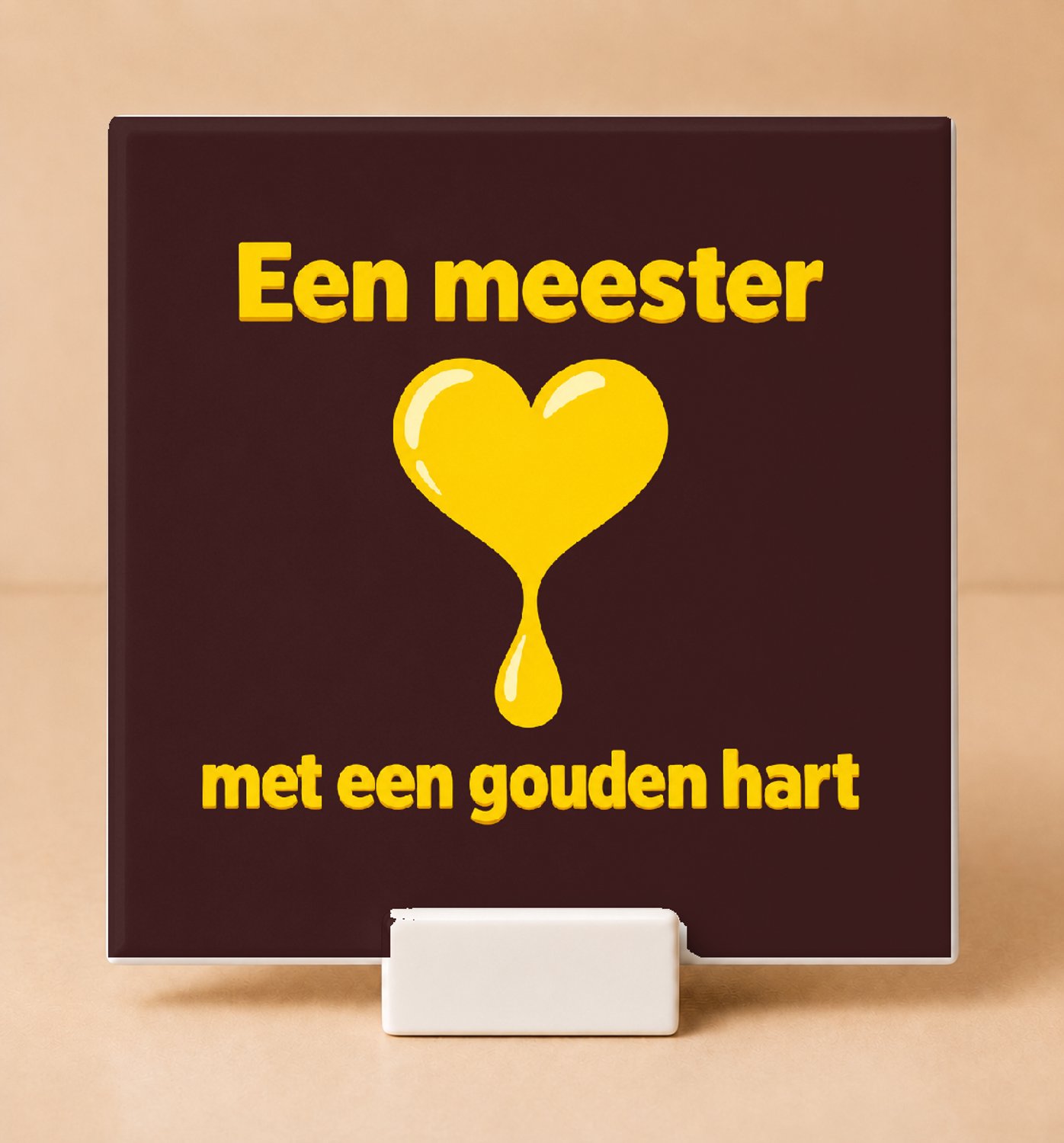 Bedruk King Vrolijke Meesterlijk Tegel – Kleurrijke Plat Design Wanddecoratie voor Leraren en Schoolliefhebbers - 15 x 15 cm met houder Wit