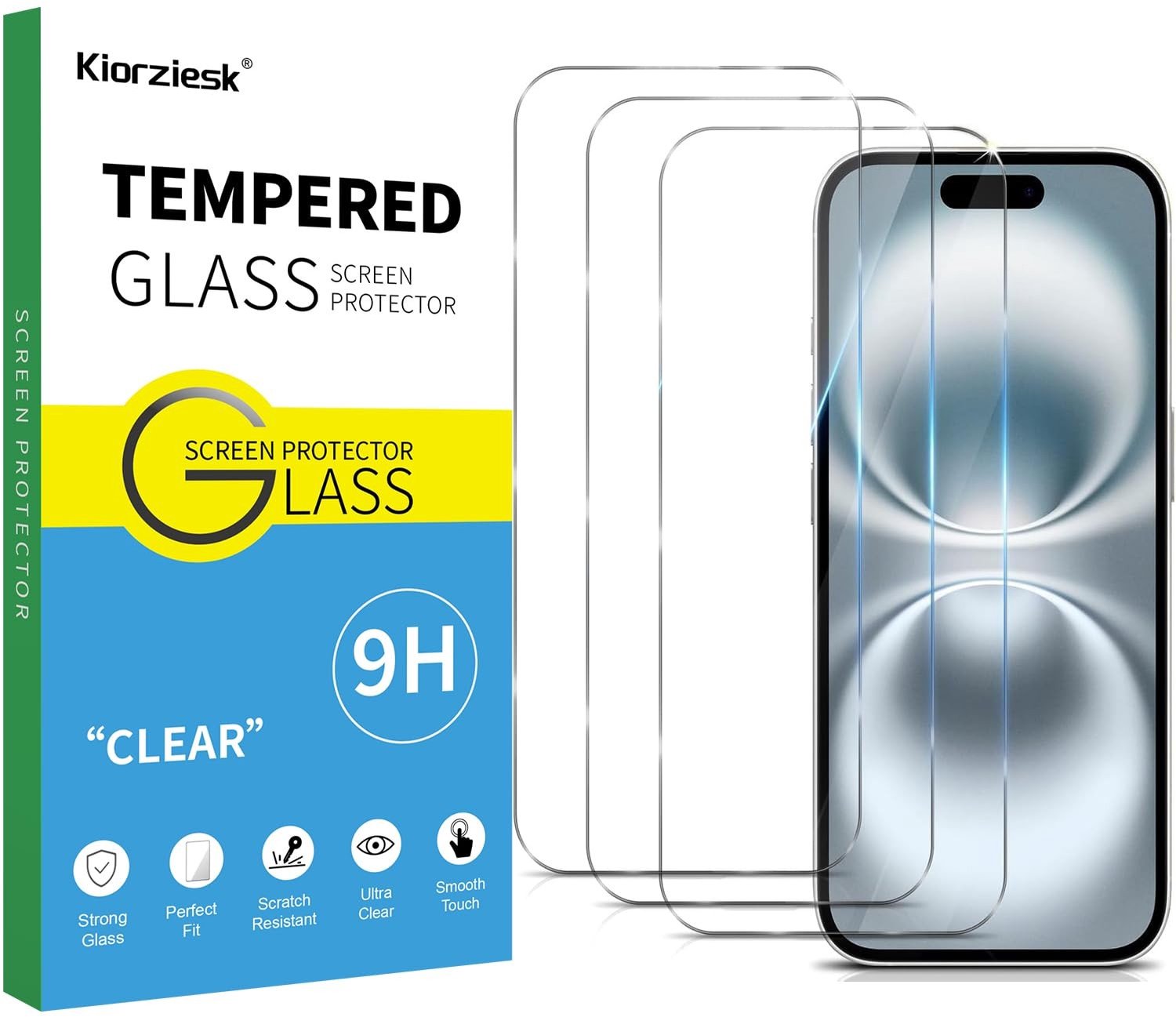 Set van 3 Geharde Glazen Screen Protectors voor iPhone 16 Plus en 15 Pro Max