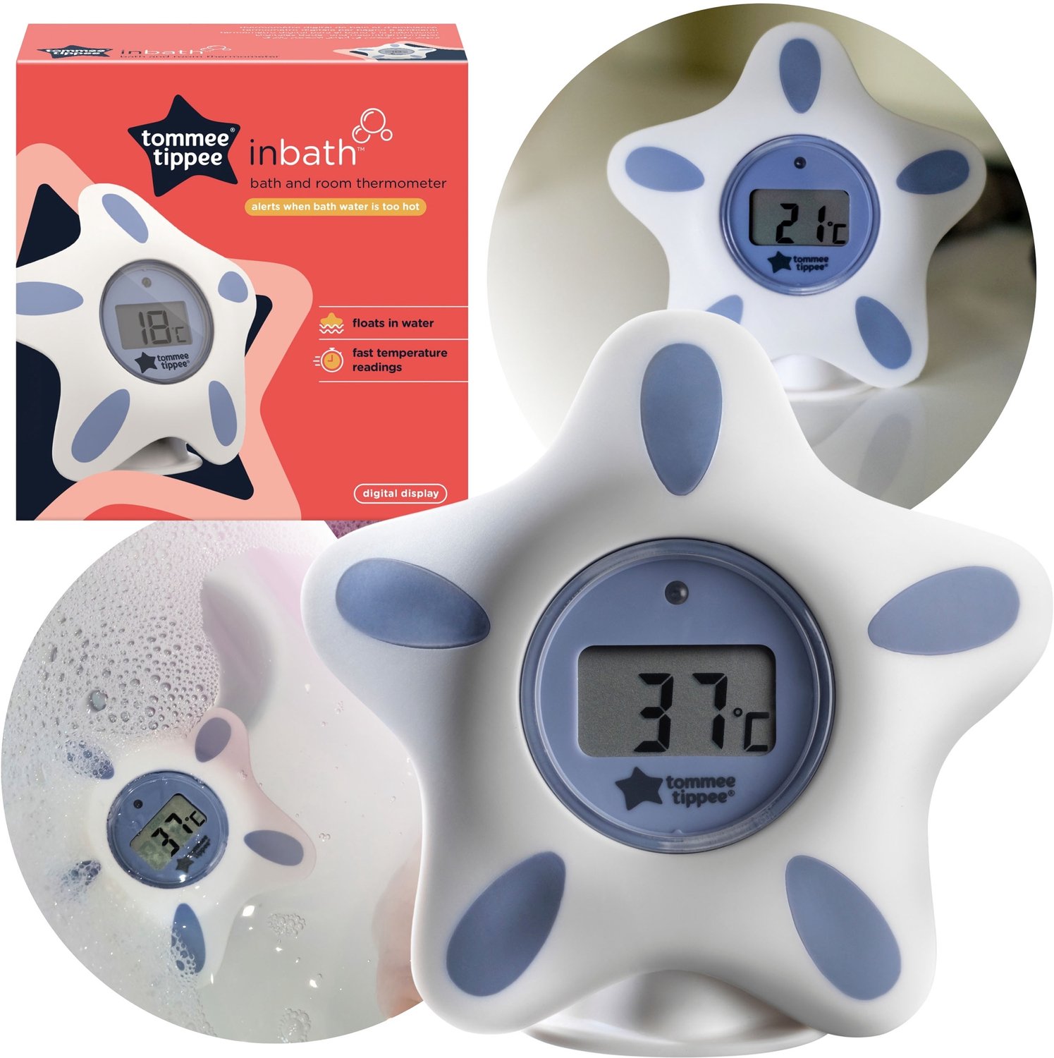 Tommee Tippee Elektronische thermometer voor lucht en water, badthermometer ster