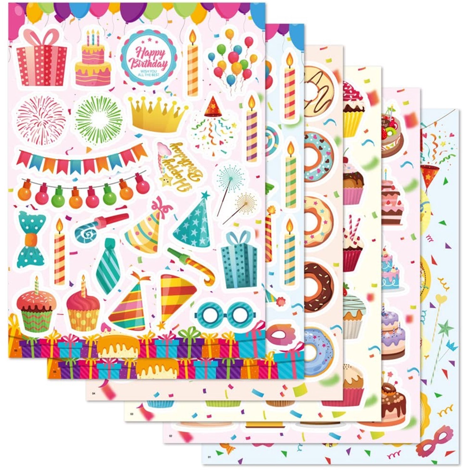 Set van 6 Verjaardagsstickers voor Kinderen