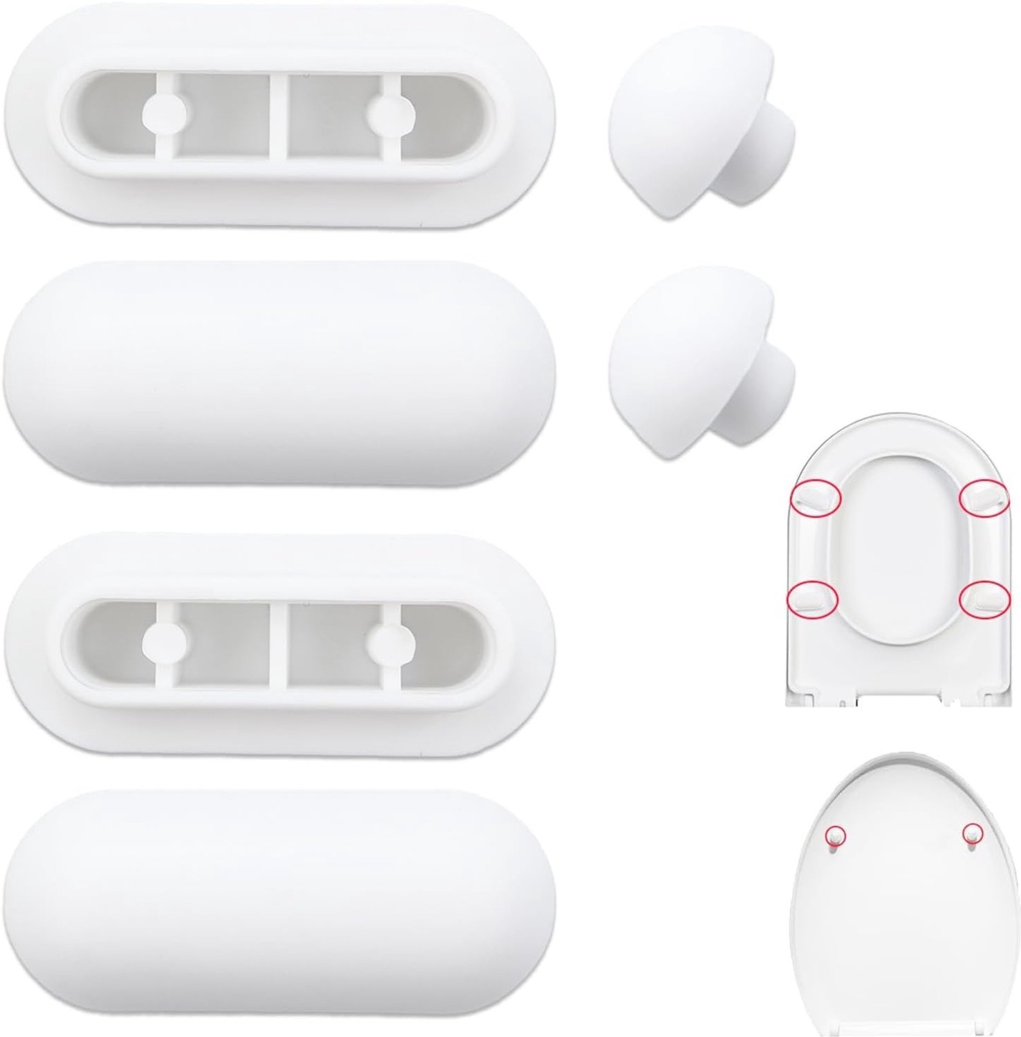Set van 6 Witte Toiletbril Stoppers voor Thuis, Kantoor en Hotel - Duurzaam en Antislip Accessoire