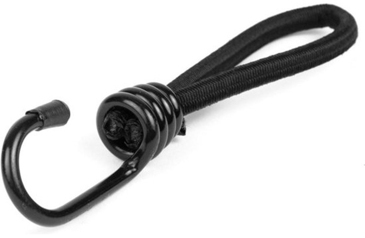 Spanelastiek met haak - Elastische spanners - Zeilen bevestigen - Sterk polyestermateriaal - 6 stuks, 20 cm - Zwart