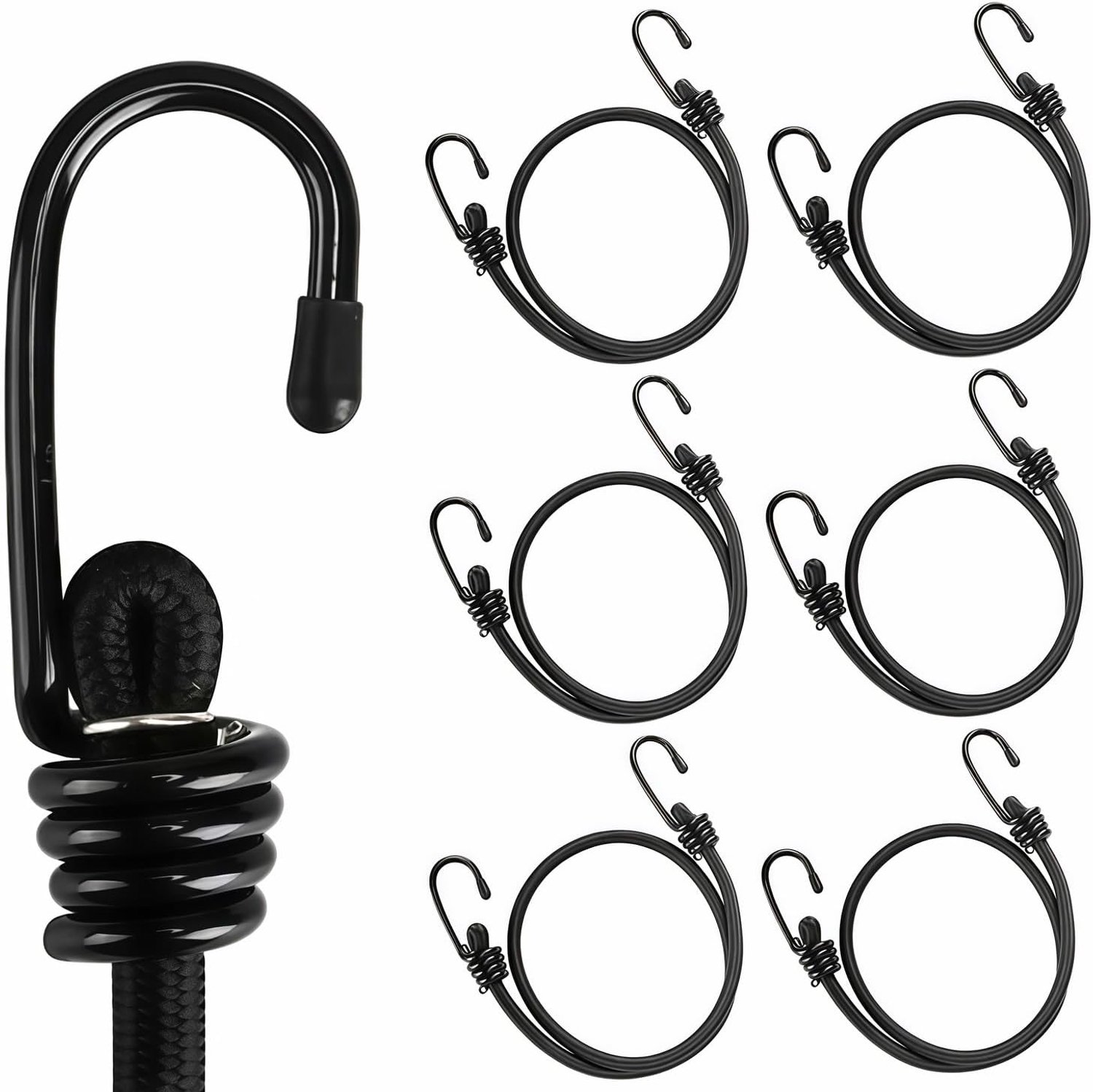 Bungee-touwen 61 cm, 91 cm, 122 cm - zwart - 6 stuks - veelzijdige bevestigingsoplossingen - Vemera