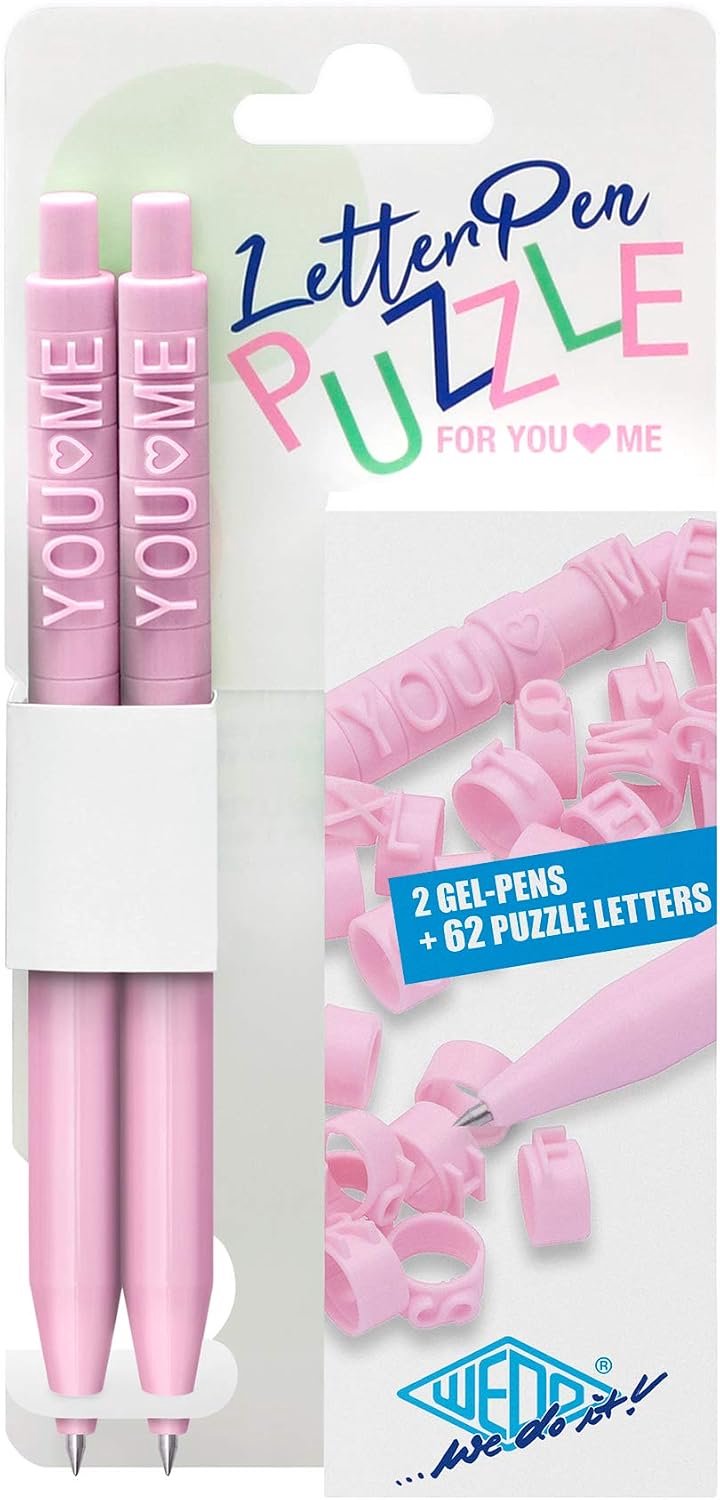 Set van 2 Personalisatie Pennen met Letterringen - Pink