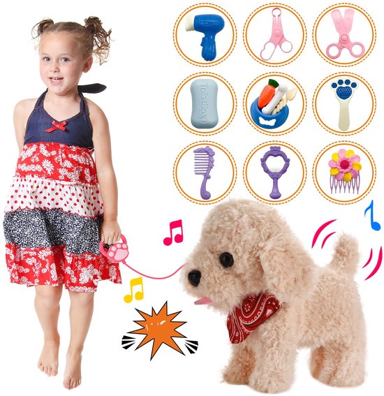 Interactieve Pluche Hond met Riem - Loopt, Blaft & Kwispelt - Elektronisch Huisdier & Accessoires - Pluche Knuffel voor kinderen - Speelgoed 3+ Jaar - Sinterklaas Cadeau — afbeelding 2