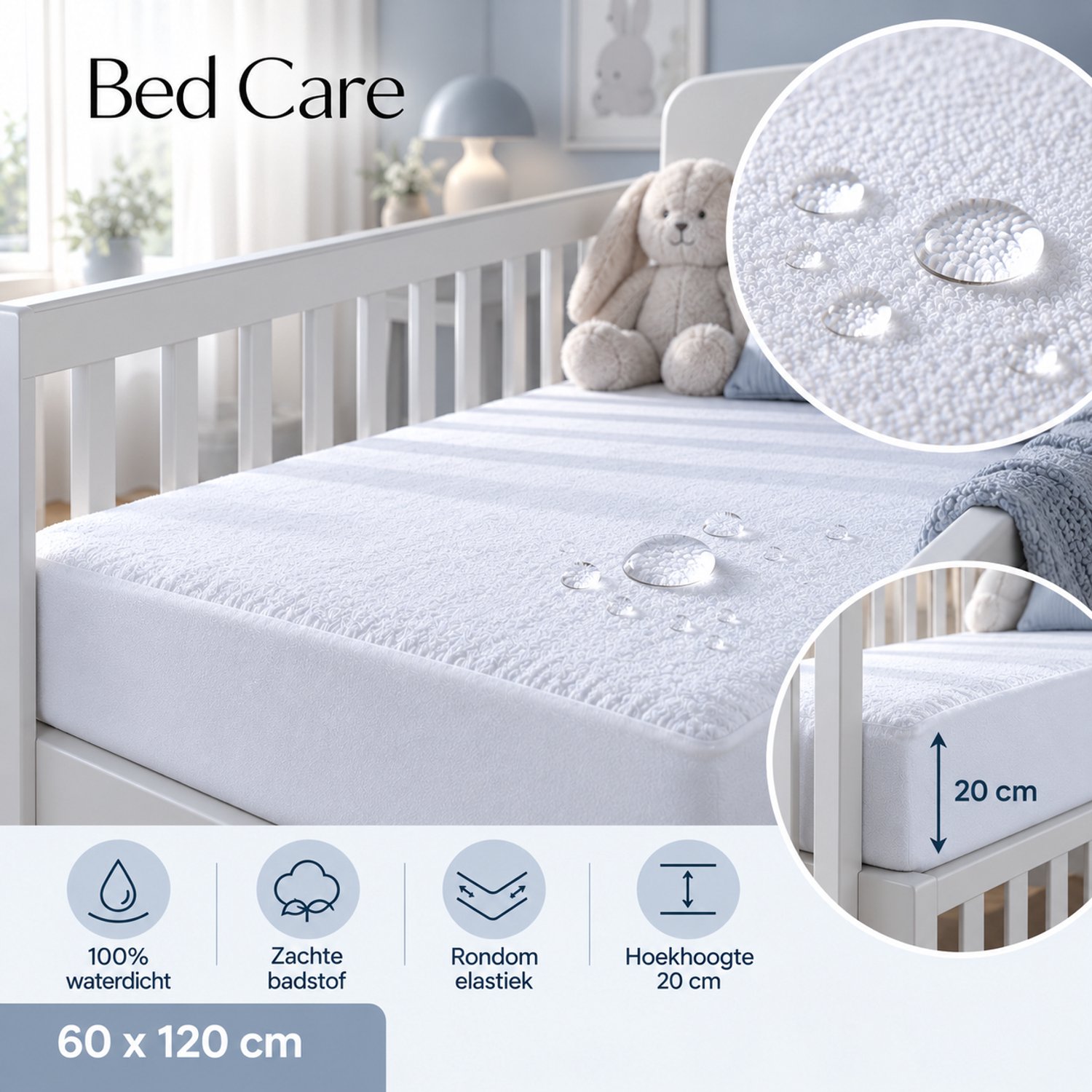 null Bed Care 60x120 Waterdichte Matrasbeschermer - afbeelding 4