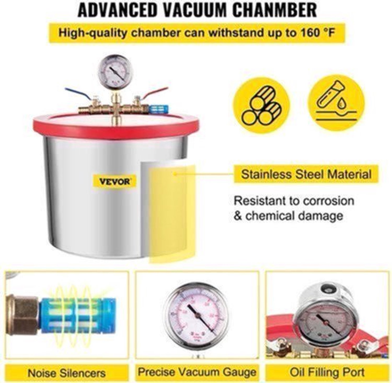 Vacuümpomp - Vacuümpomp Air Conditioner - Vacuümkamer - Vacuümkamer met Pomp - Koelgereedschap - Air Conditioning Pomp - 4CFM - 3 Gallons - Auto Onderhoud