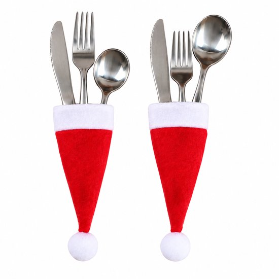 Kerst - Bestekhouders - Kerstmuts - 5 stuks - Kerstdecoratie