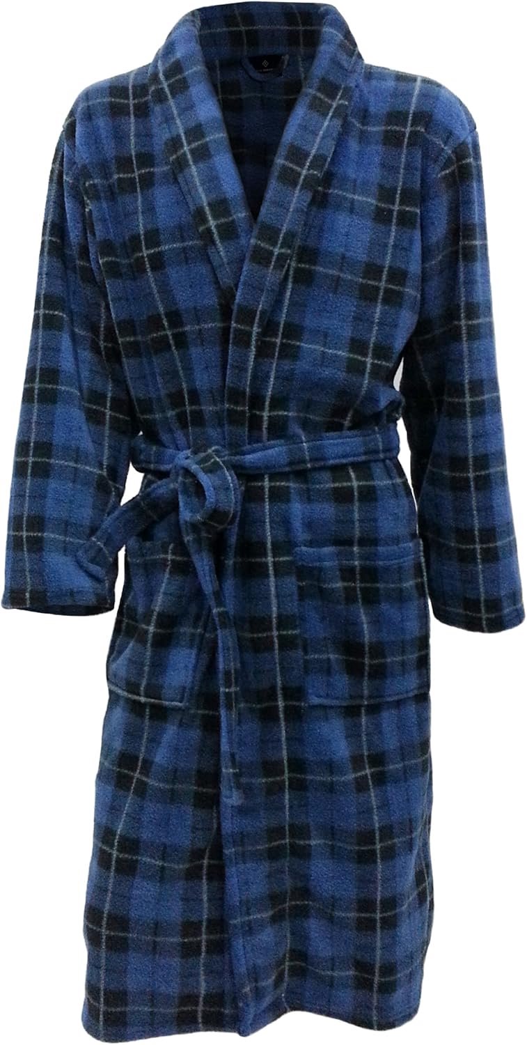 John Christian Heren Fleece Kamerjas Tartan Blauw
