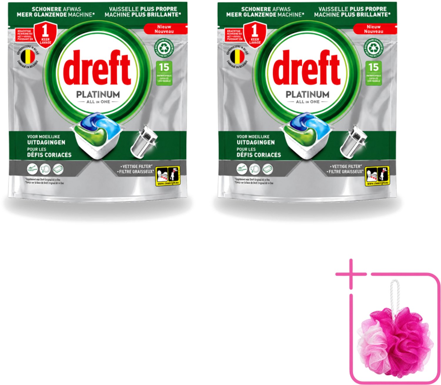 2 x Dreft – Vaatwascapsules – Platinum All-in-One – 15 Capsules - Bulkverpakking - Vaatwasmiddel - Vaatwascapsule