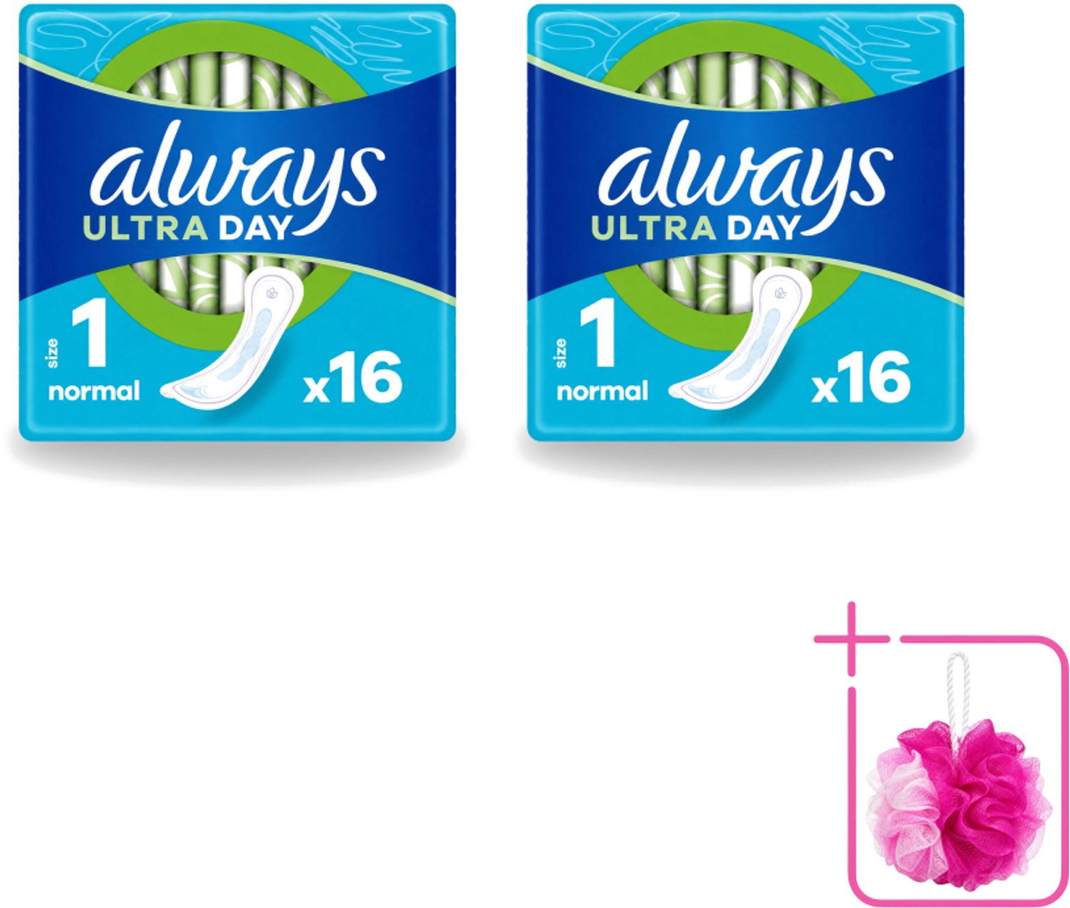 2 x Always – Maandverband – Ultra Normal – 16 Maandverbanden - Bulkverpakking - Maandverband normaal - Douchemop - Menstruatie bescherming
