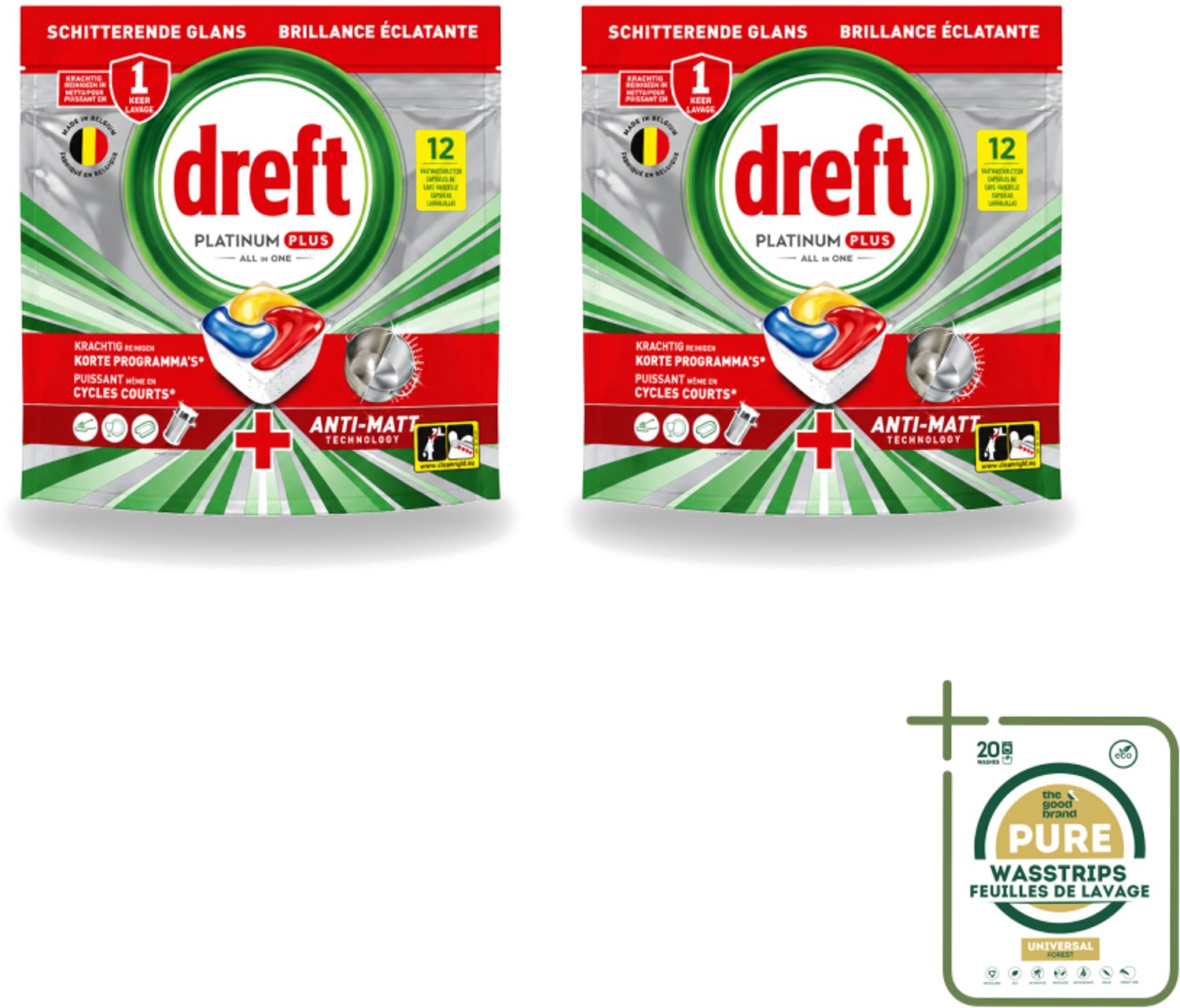 2 x Dreft – Vaatwastabletten – Platinum Plus All-in-One – Lemon – 12 Tabletten - Vaatwasmiddelen - Vaatwastabletten - Anti-dofheid - Vaatwasmiddelen Lemon - Vaatwasmiddelen Anti-matt