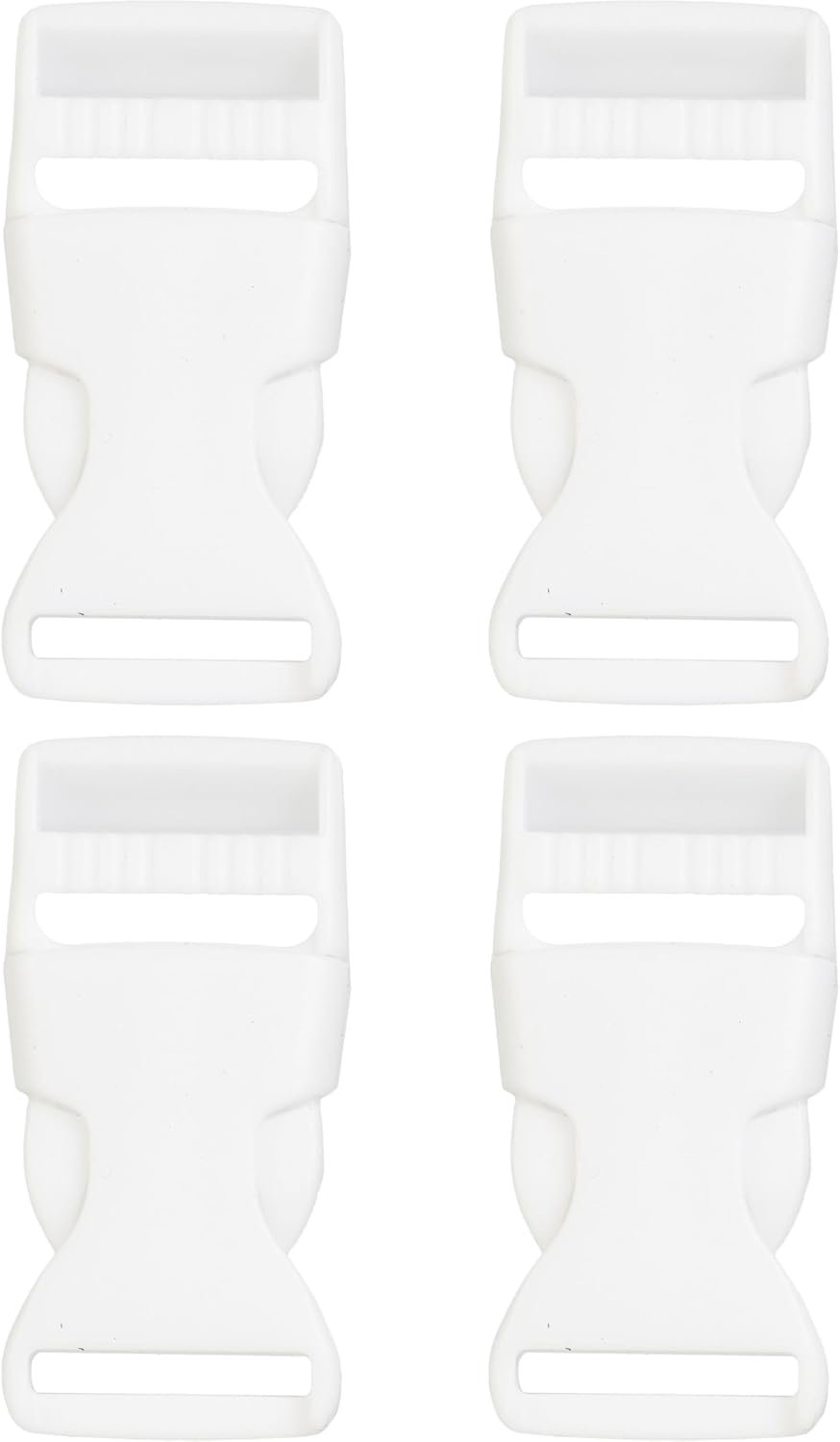 Set van 4 plastic gespen, 25 mm, wit, vervangende kliksluiting