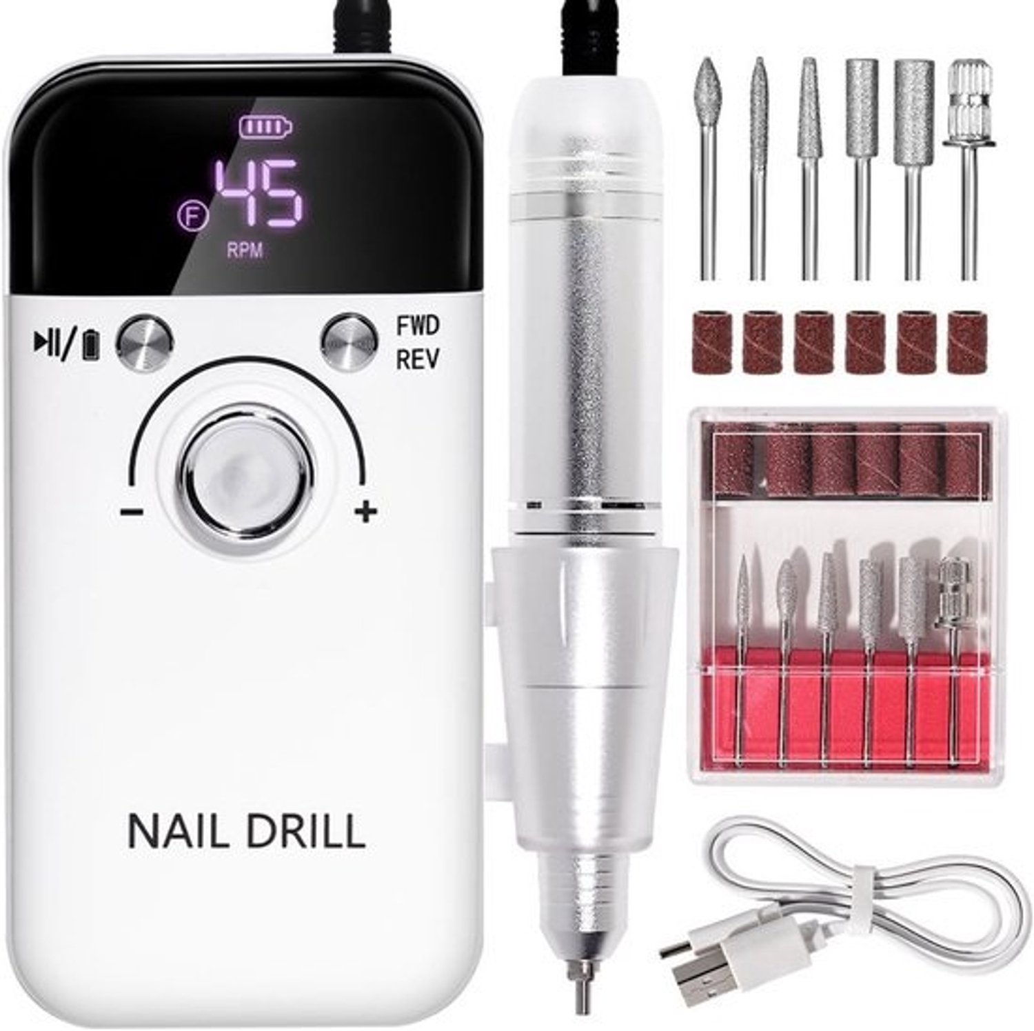 Elektrische nagelfrees - Nagelvijlmachine - Manicure en pedicure - Instelbare snelheid - 5.9 x 2.7 inch - Wit