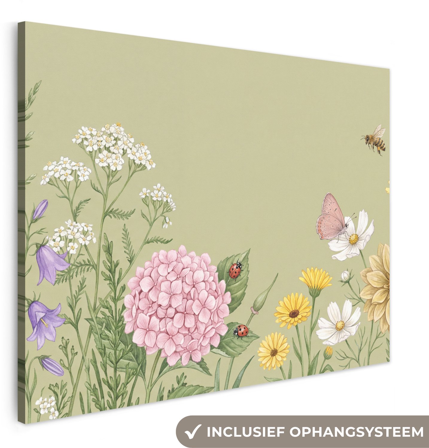 Canvas schilderij 160x120 cm - Exclusieve wanddecoratie Botanisch - Bloemen - Kleurrijk - Muurdecoratie woonkamer - Slaapkamer decoratie - Kamer accessoires - Schilderijen op canvas groot XXL