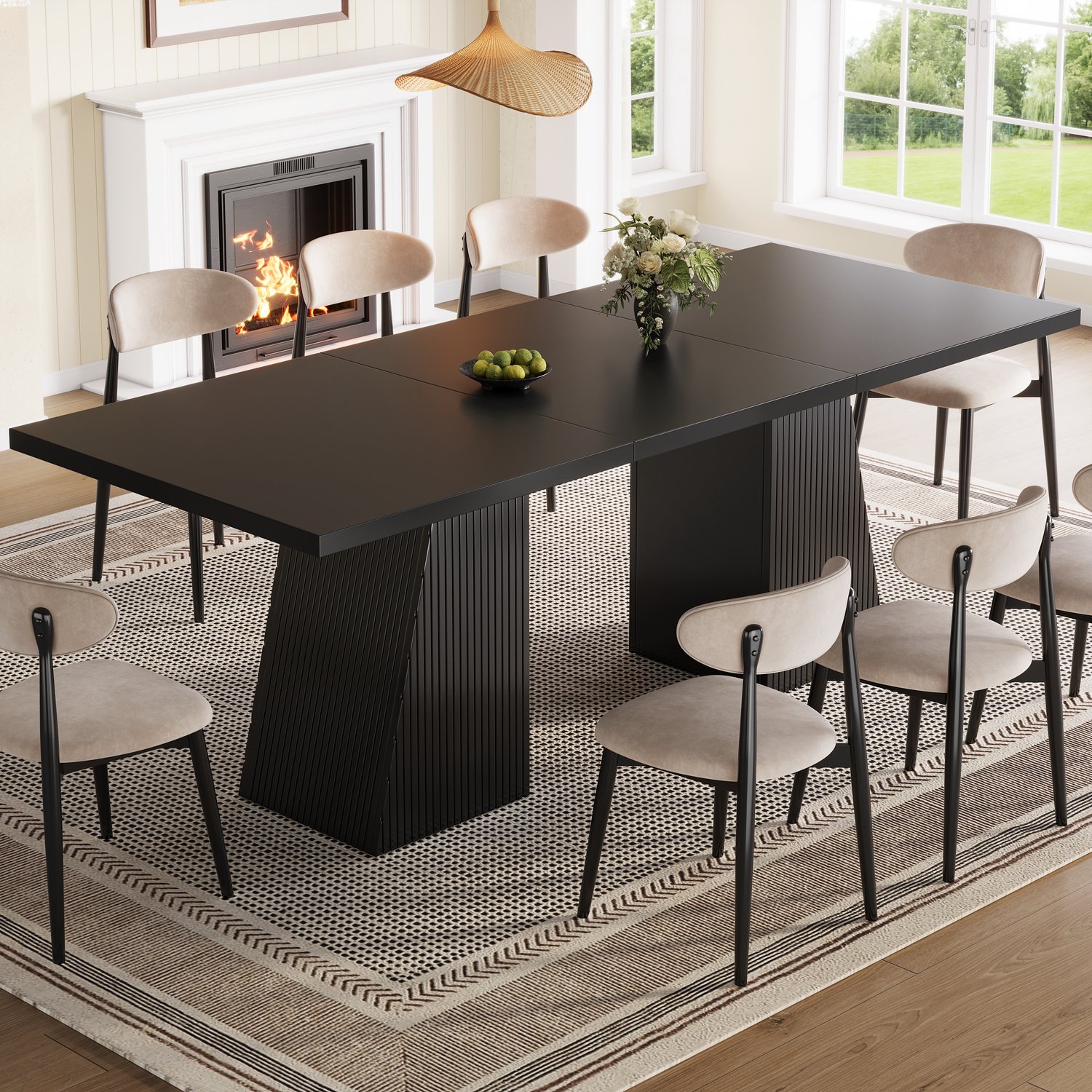 Merax Uitschuifbare eettafel 120/160x80x76 cm - voor 4-6 personen - zwart