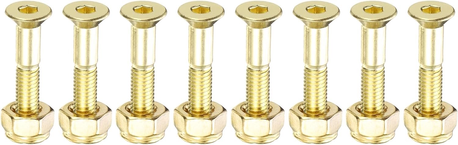Skateboard Hardware Kit 1 inch Gouden Carbon Staal 8 Bevestigingsschroeven en Moeren Voor Eenvoudige Montage 8 stuks Velnivo